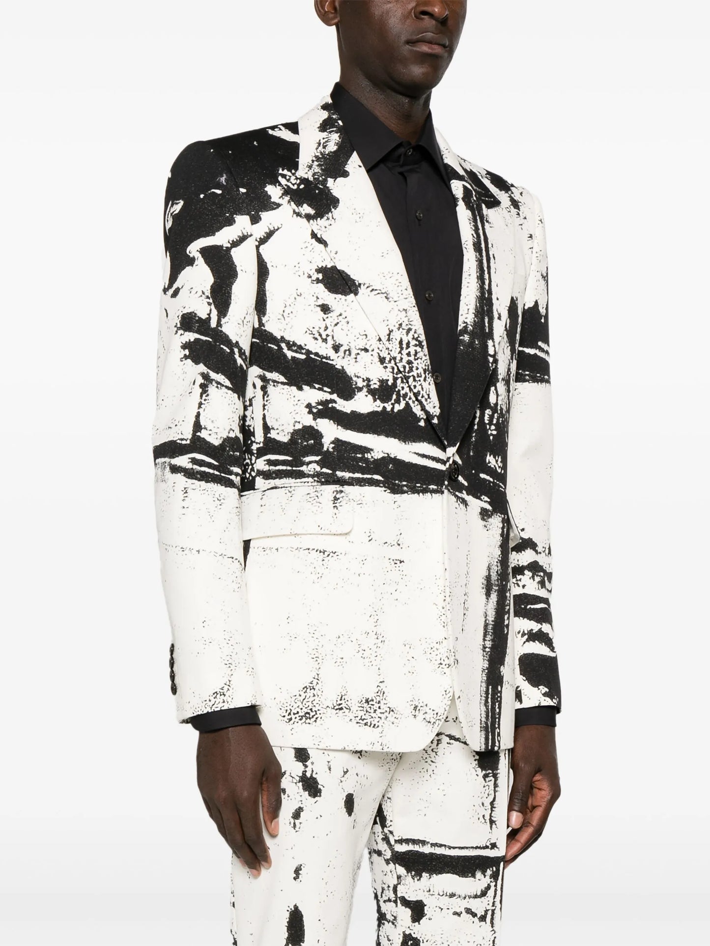 abstract-print cotton blazer