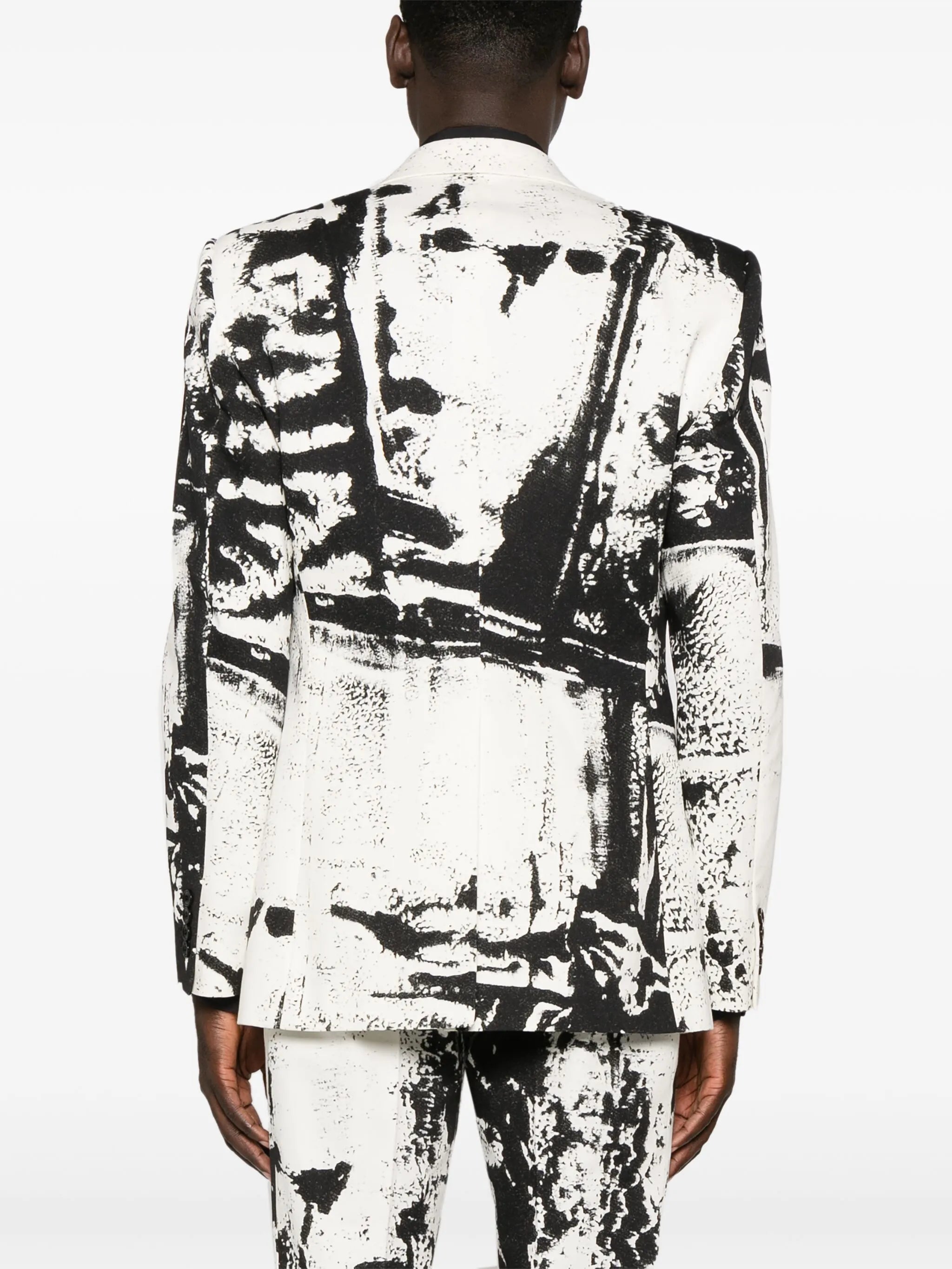 abstract-print cotton blazer