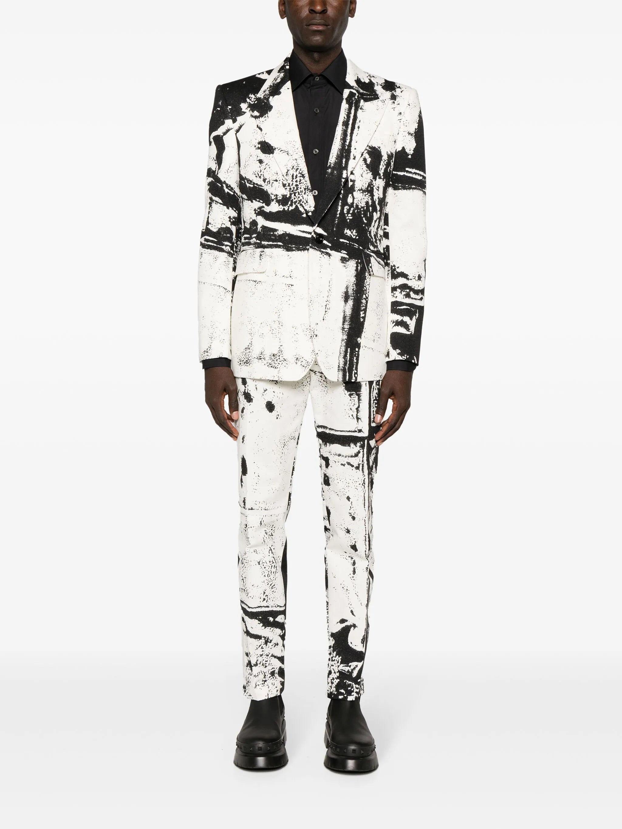 abstract-print cotton blazer