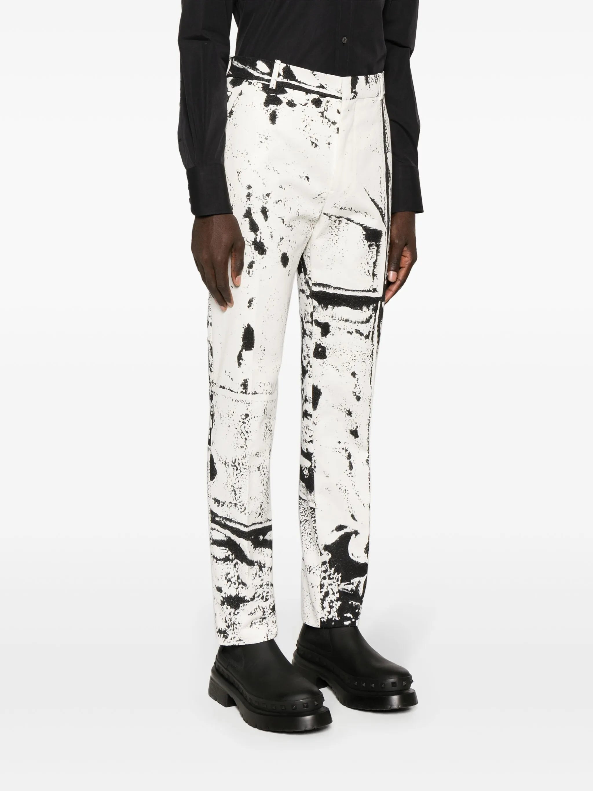 graphic-print cigarette trousers