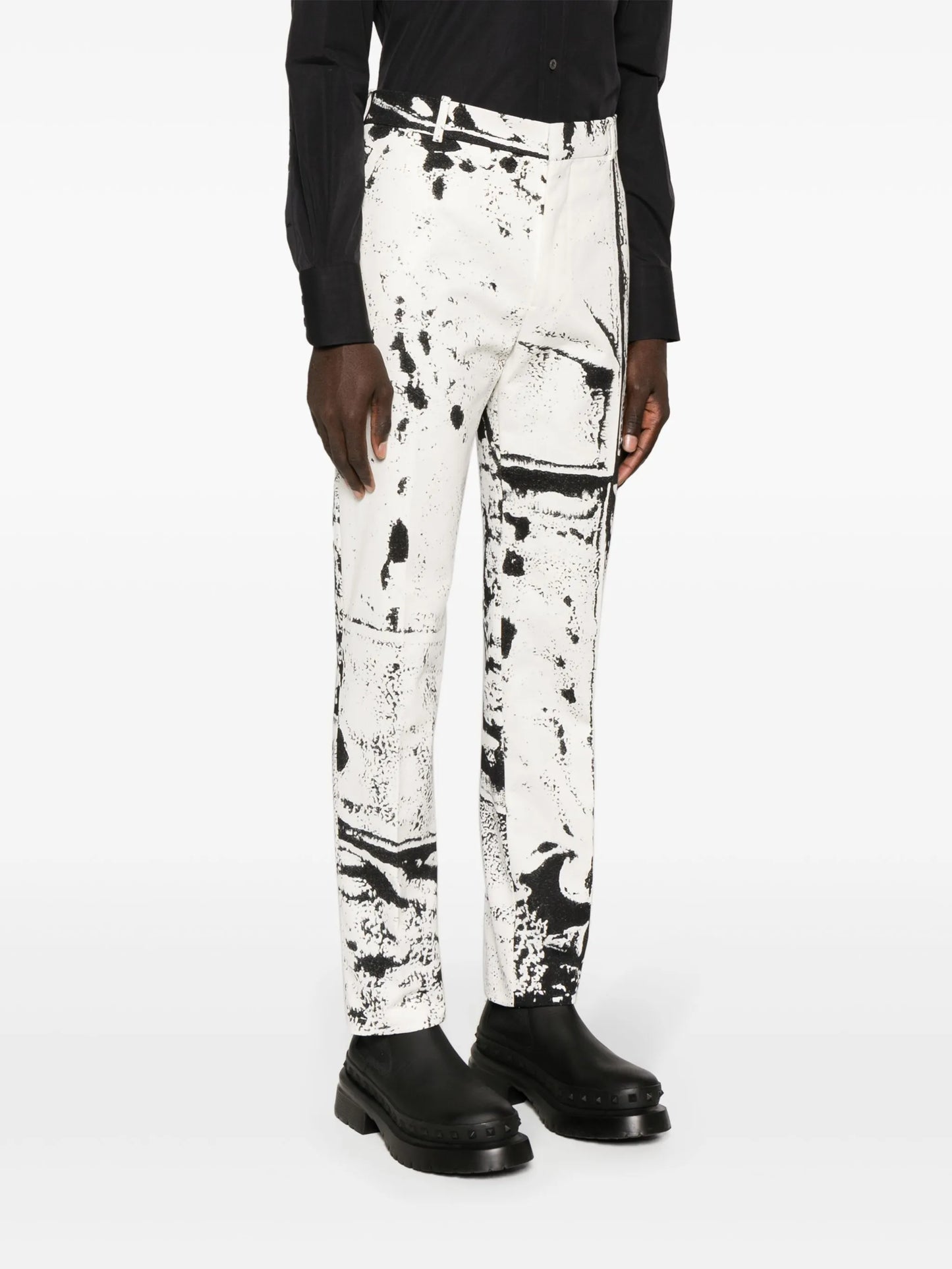graphic-print cigarette trousers