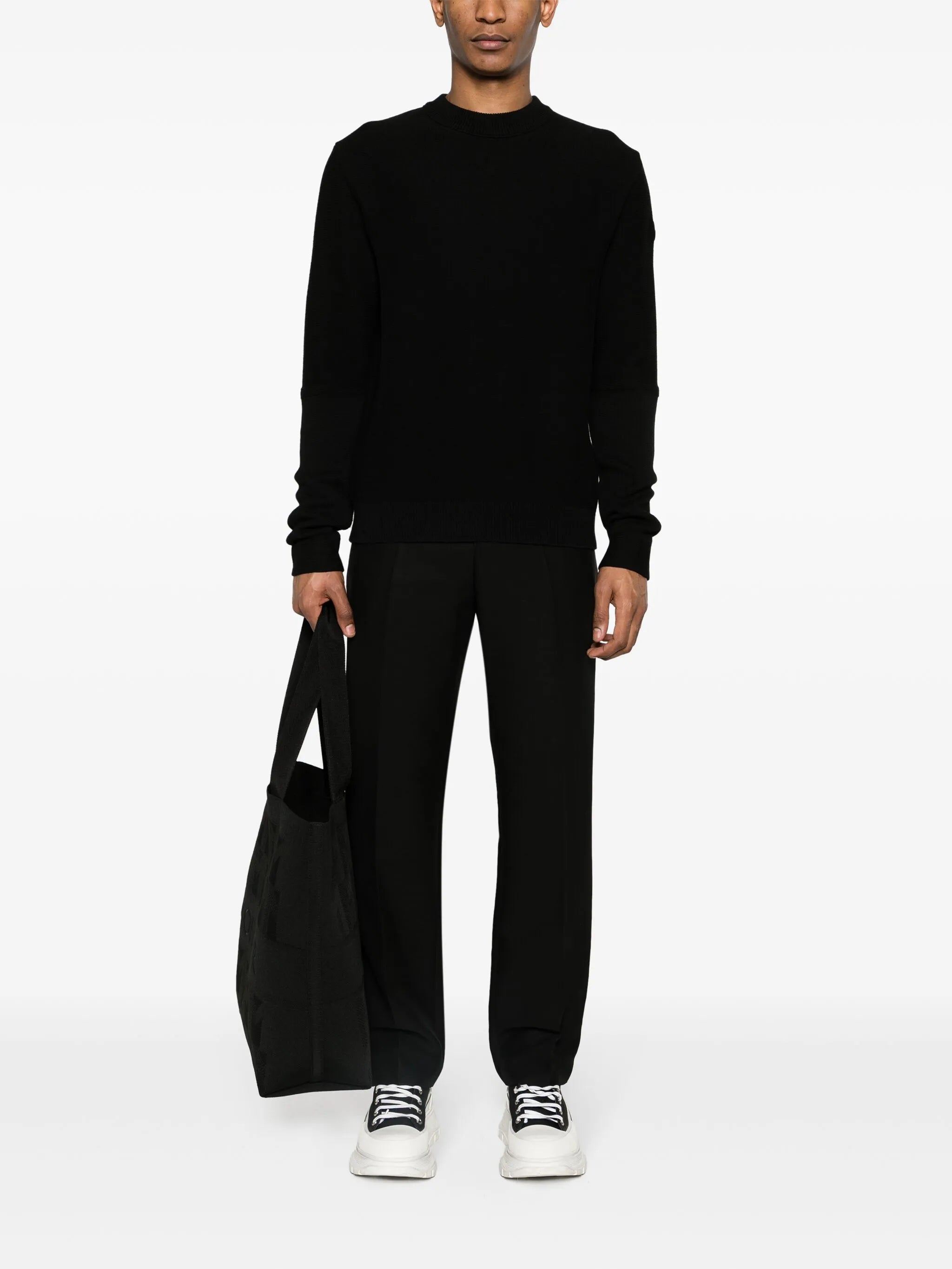logo-patch cotton jumper