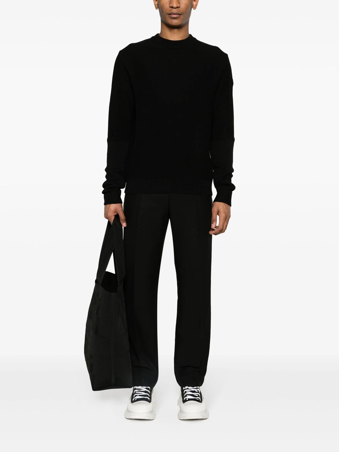 logo-patch cotton jumper