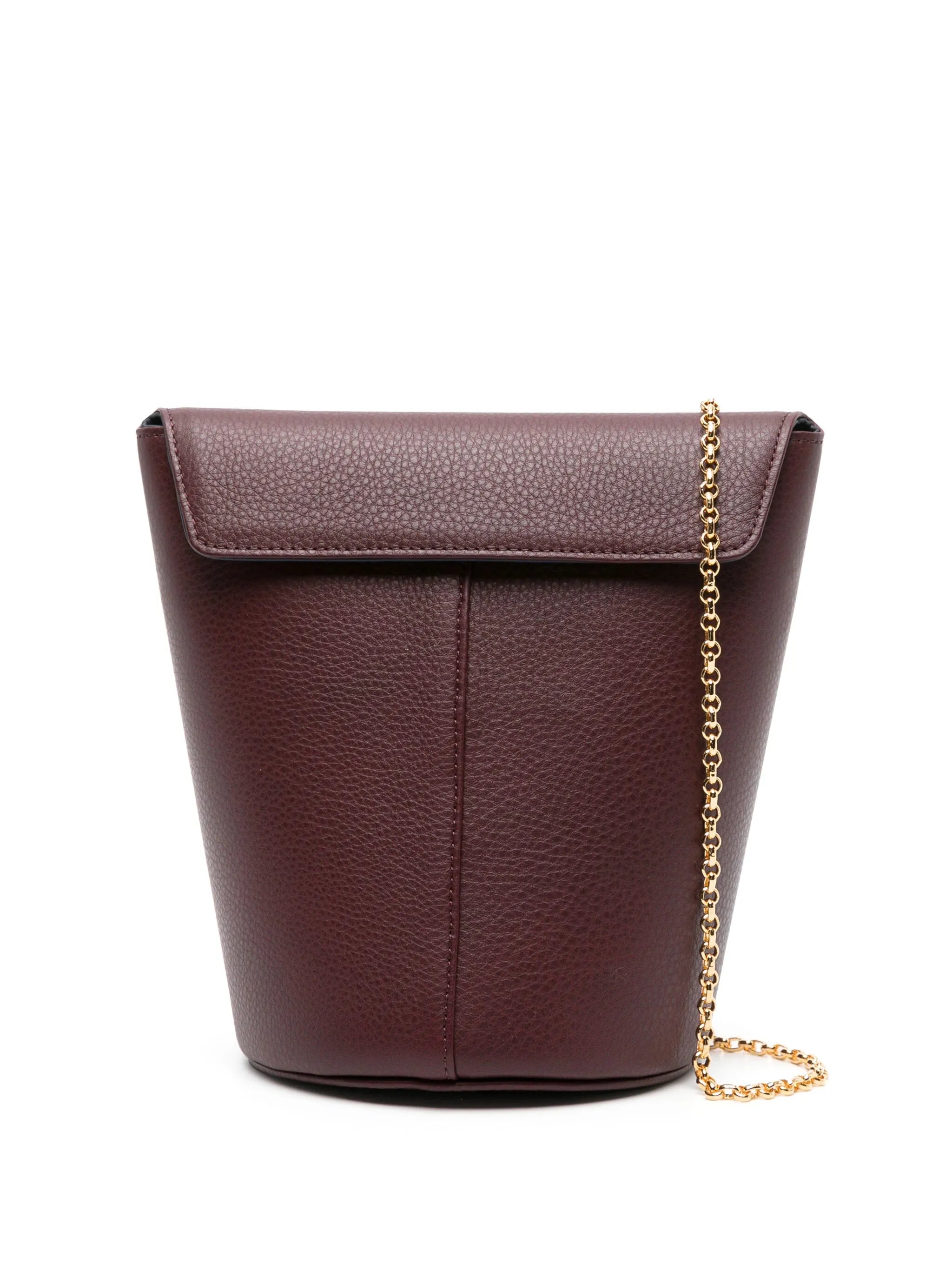 Olive leather bucket bag