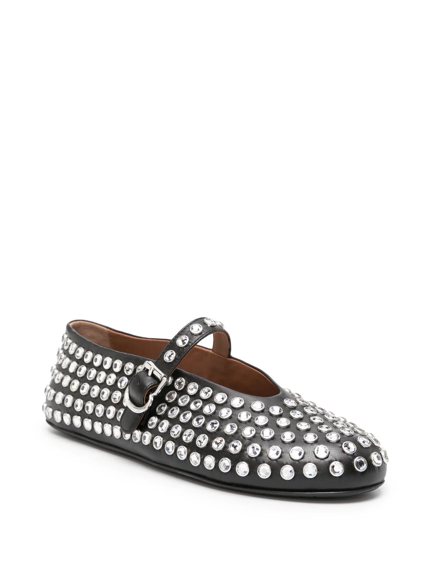 crystal-embelished leather ballerina shoes