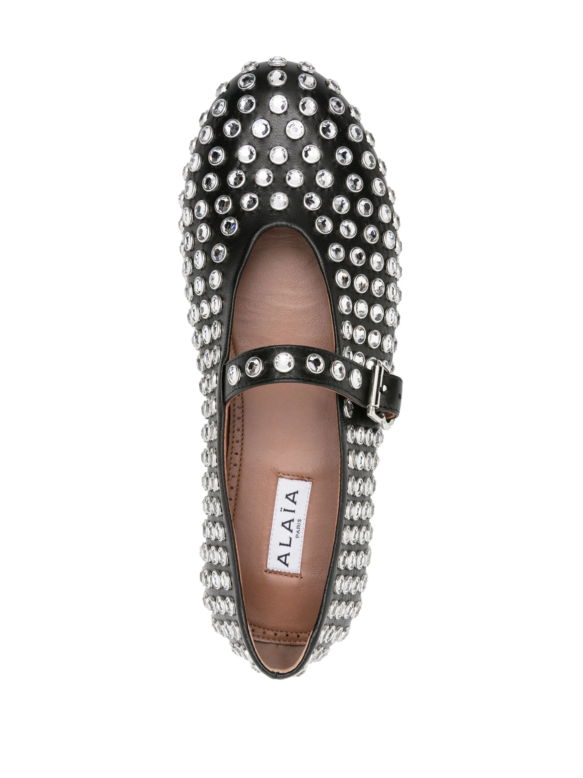 crystal-embelished leather ballerina shoes