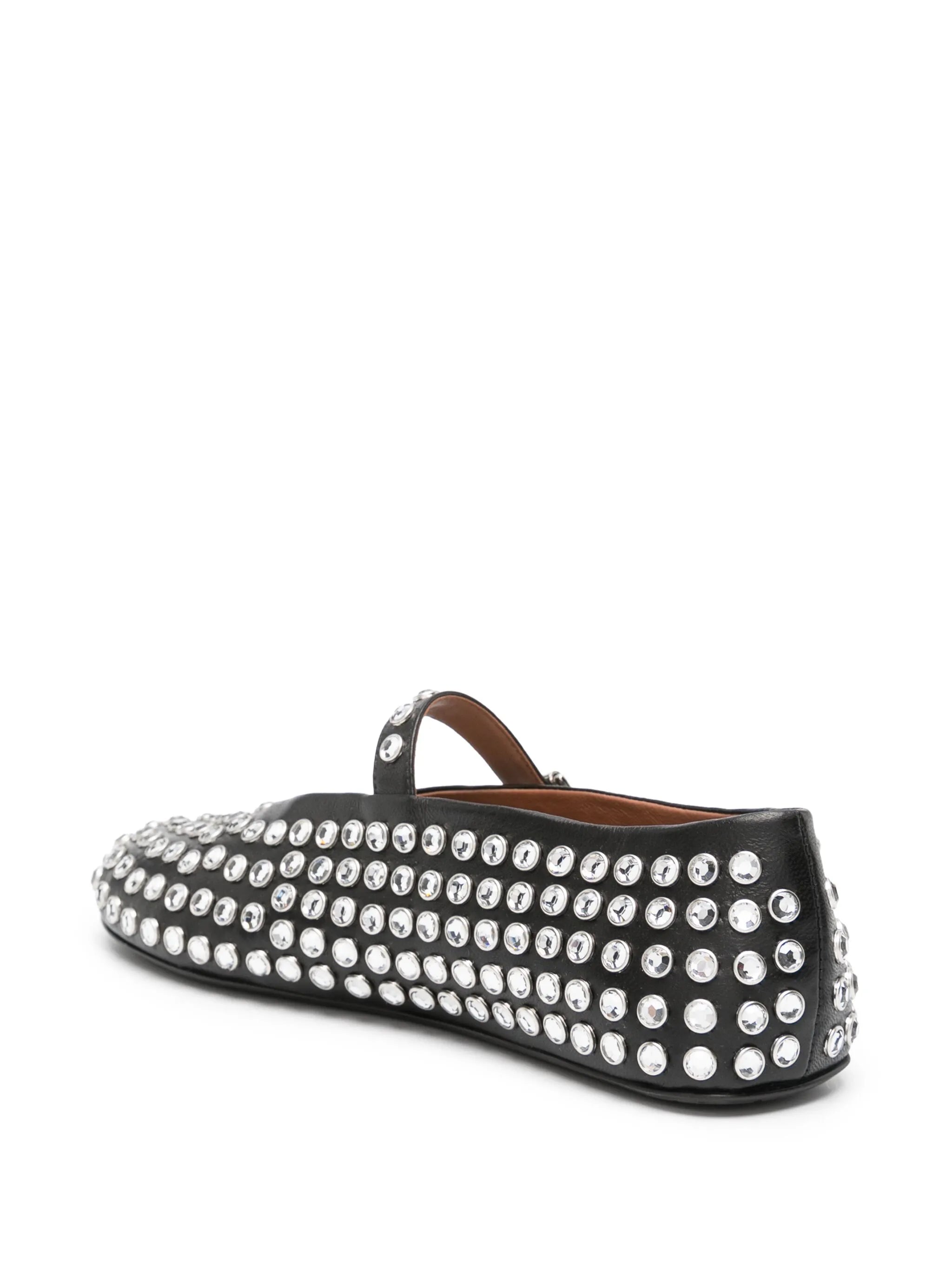 crystal-embelished leather ballerina shoes
