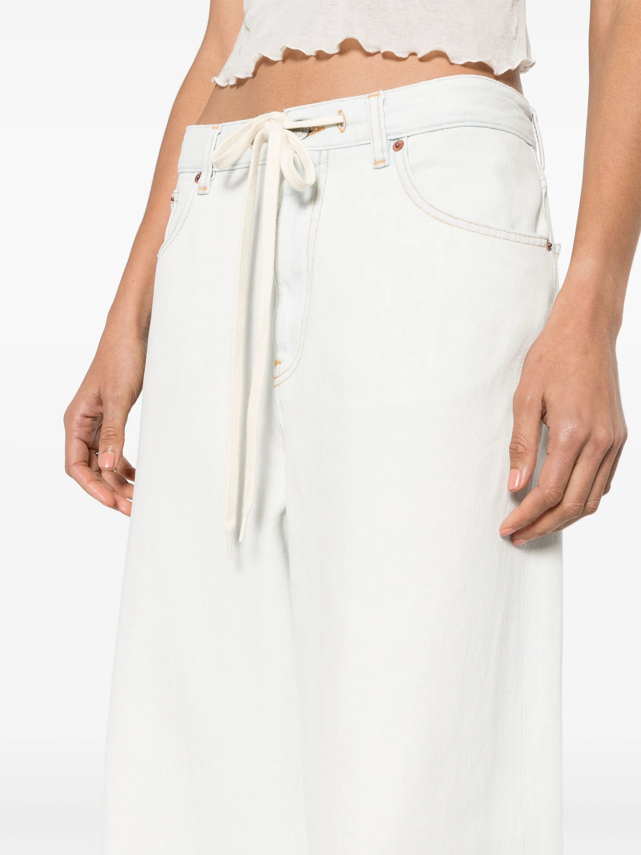 drawstring-waist wide-leg jeans