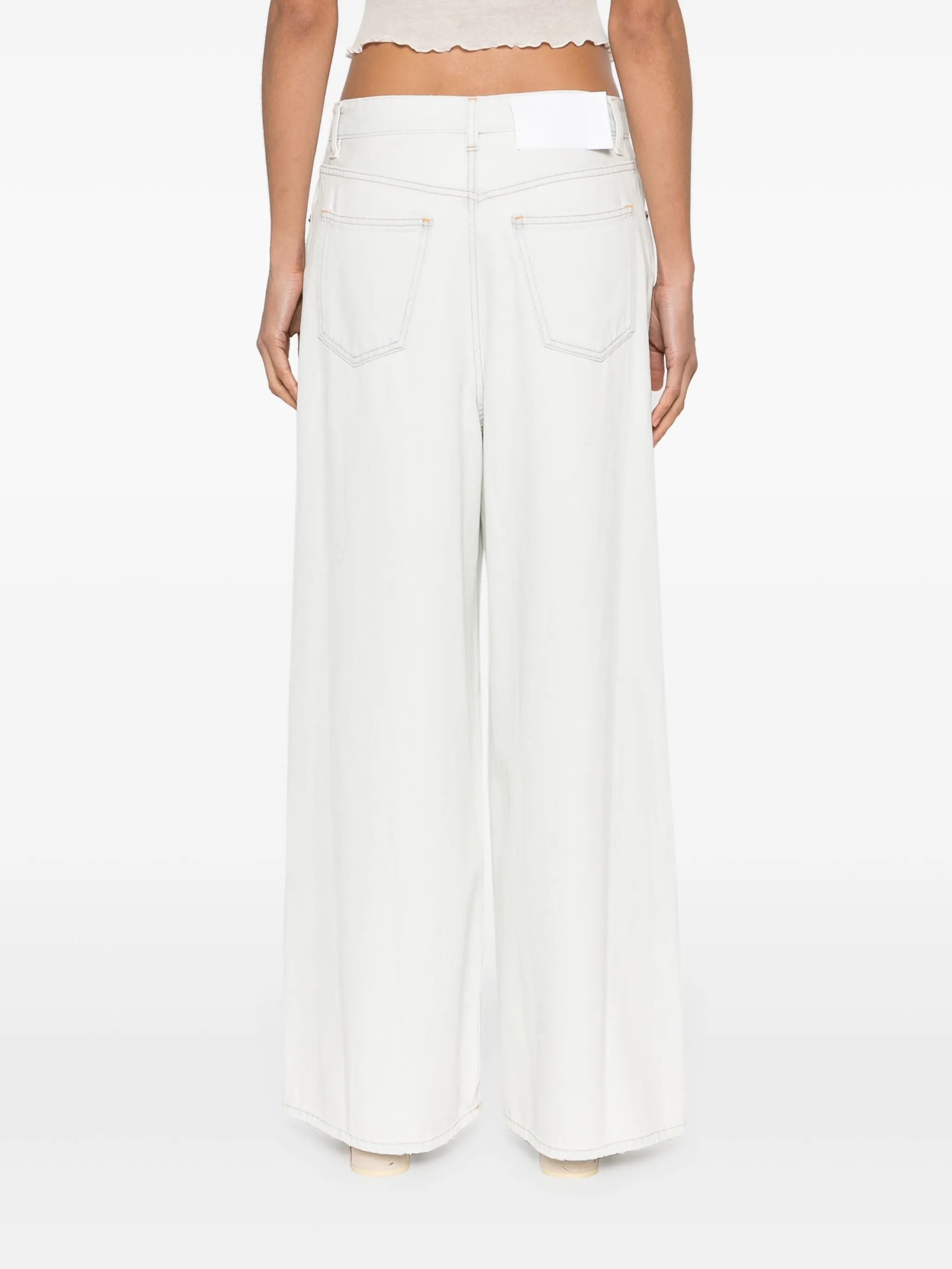 drawstring-waist wide-leg jeans