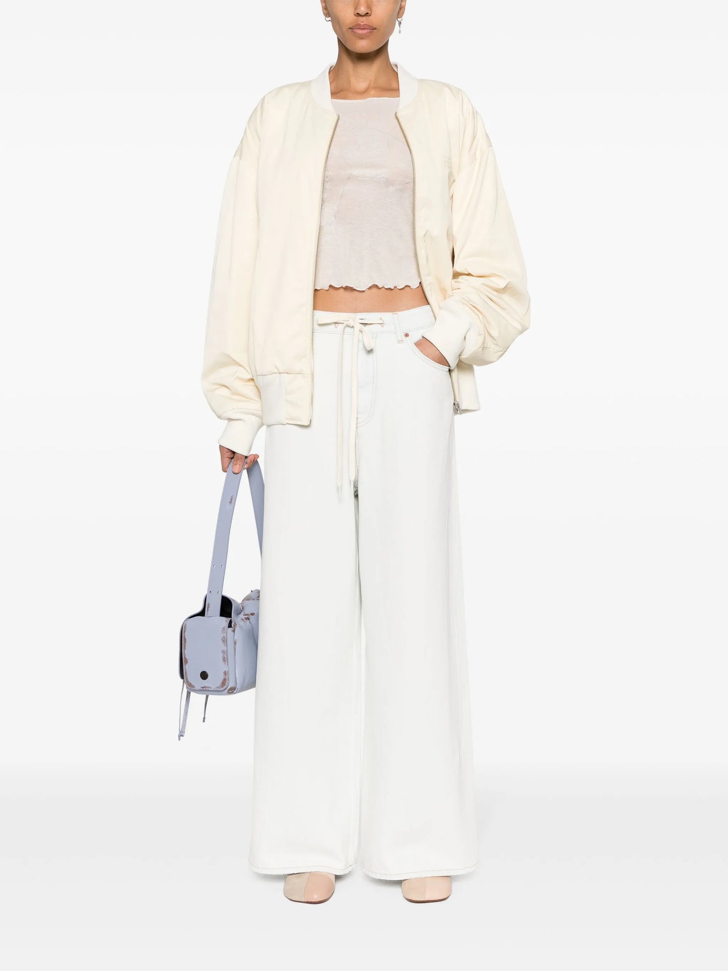 drawstring-waist wide-leg jeans