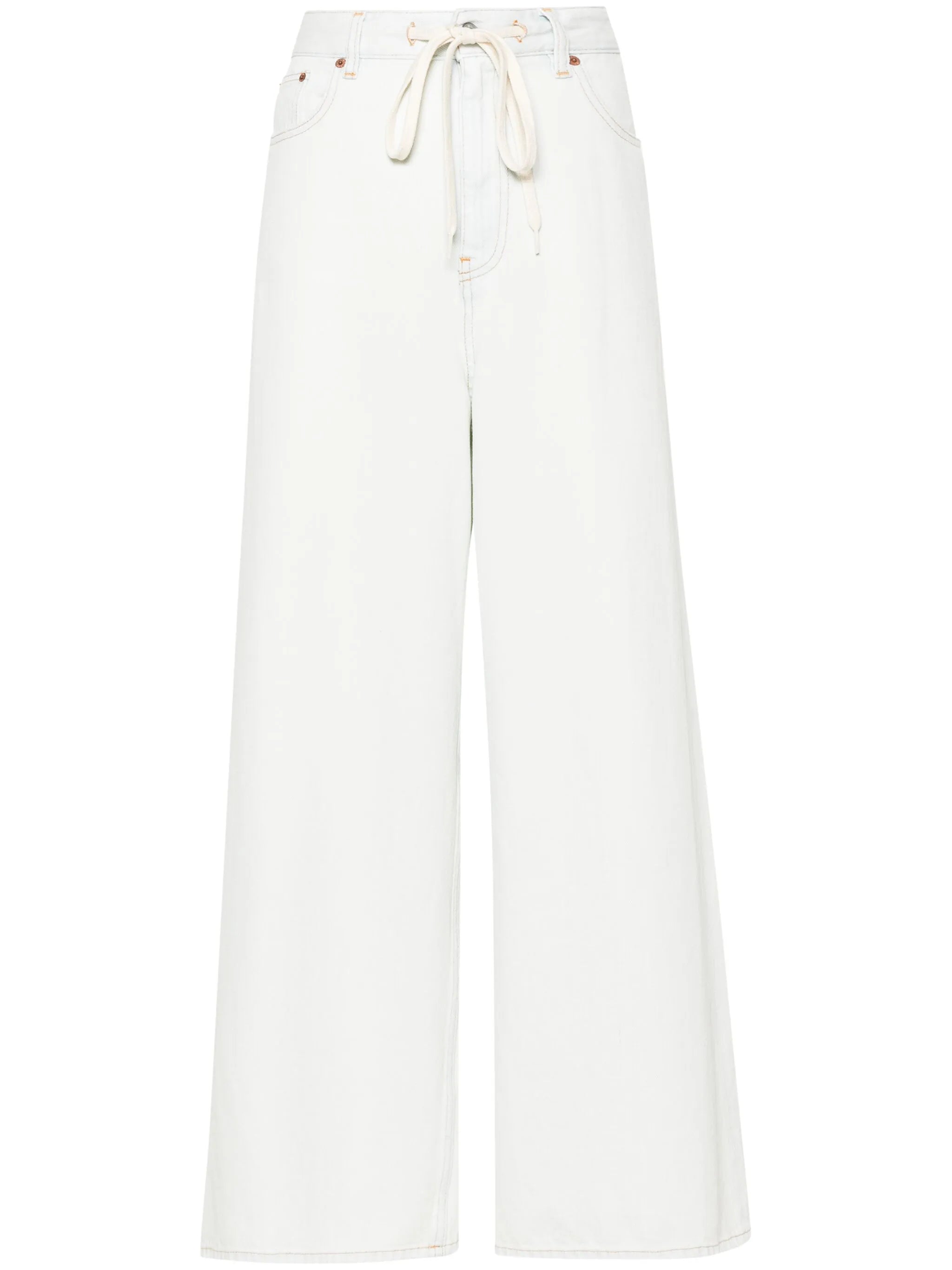 drawstring-waist wide-leg jeans