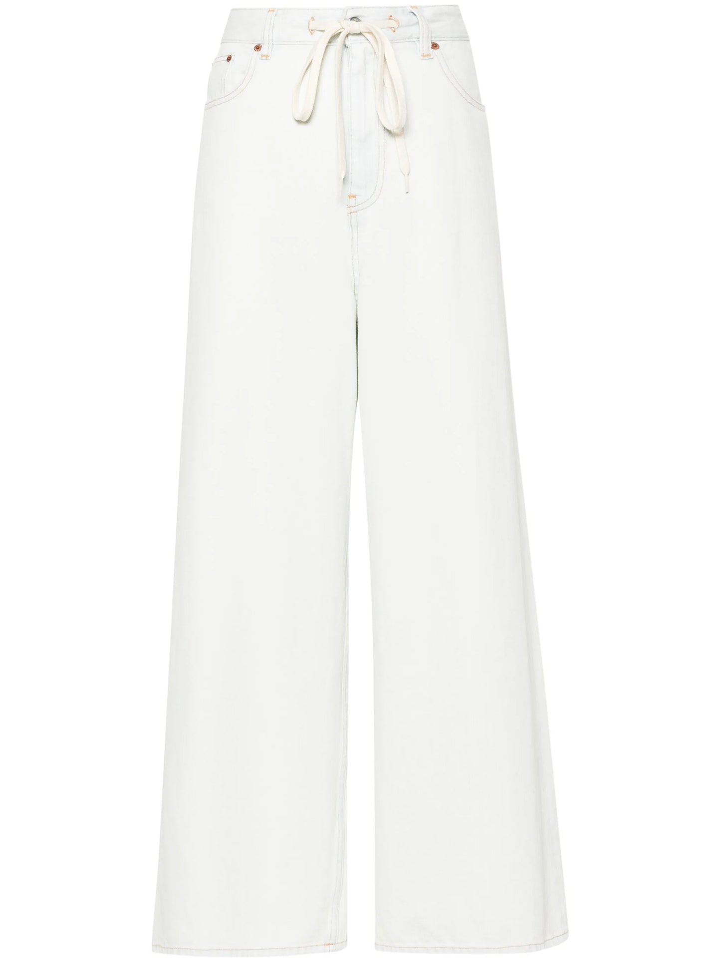 drawstring-waist wide-leg jeans