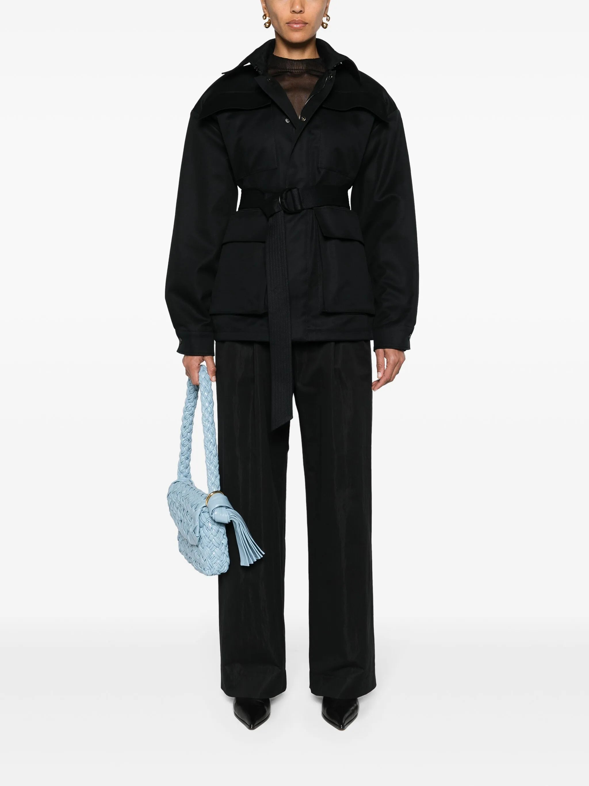 Drill belted parka