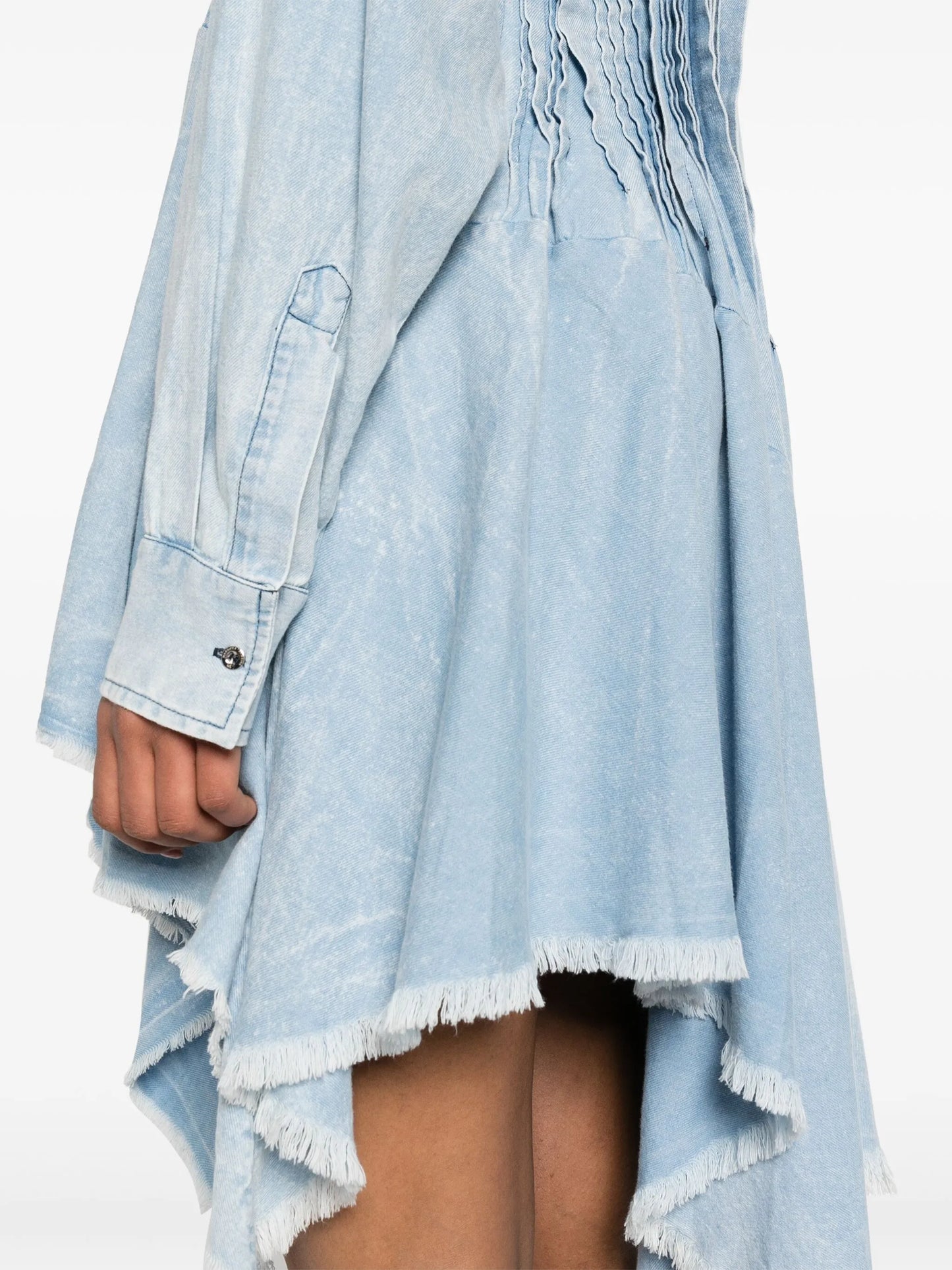 pleated denim shirtdress