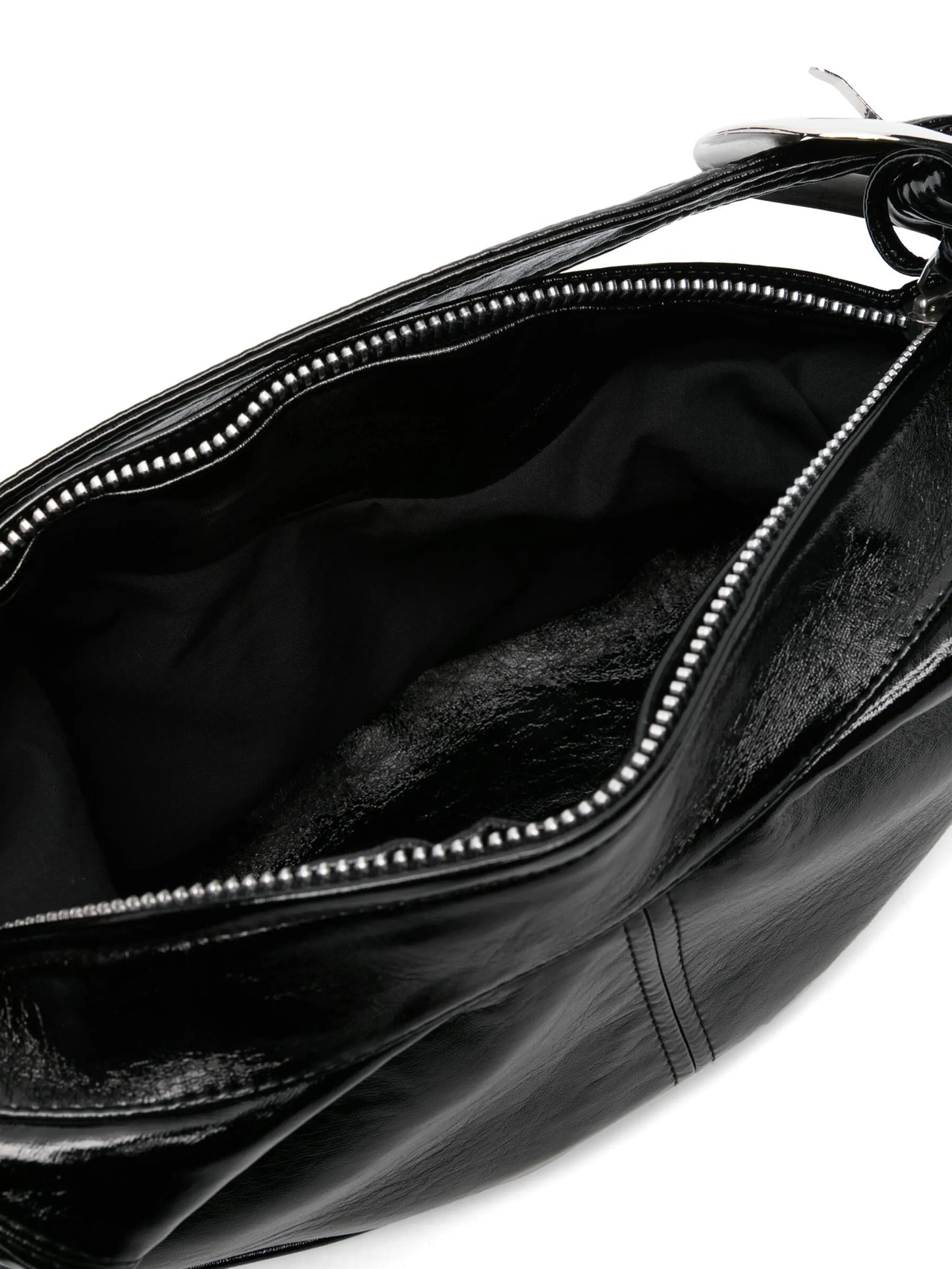 buckle-detailed faux-leather shoulder bag