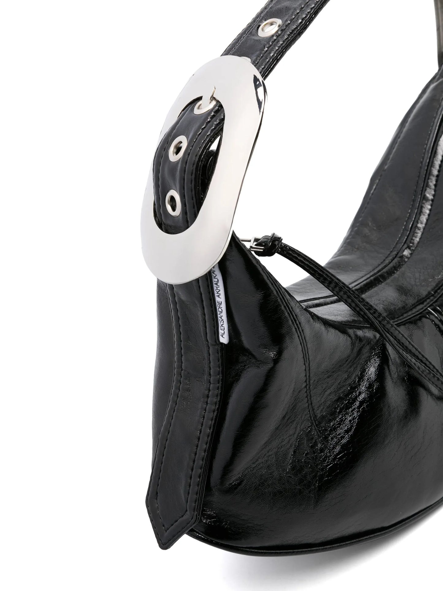 buckle-detailed faux-leather shoulder bag