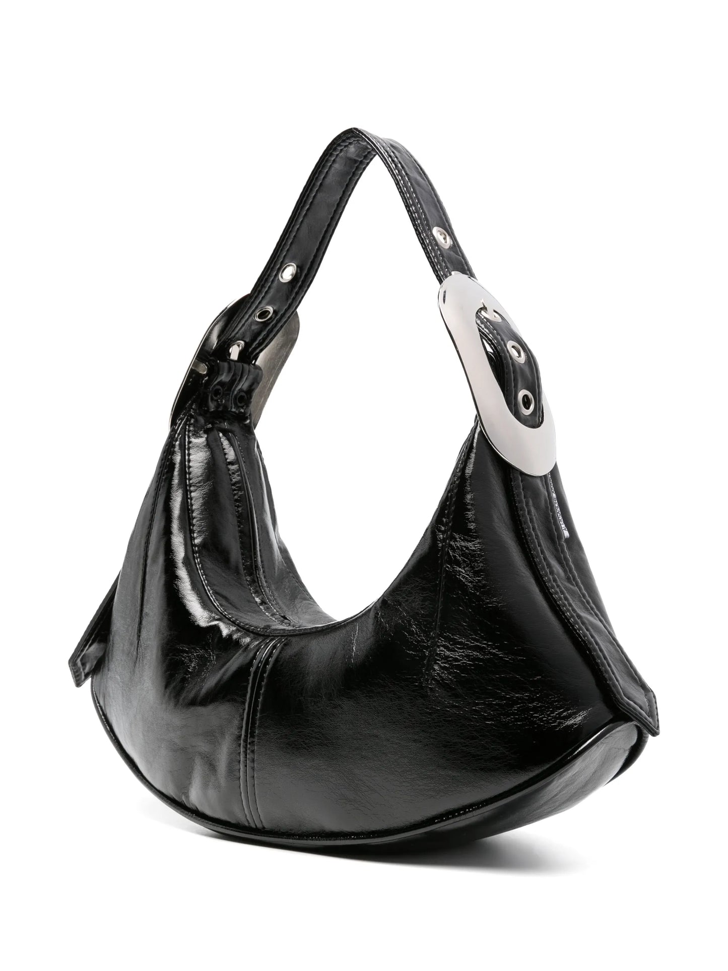 buckle-detailed faux-leather shoulder bag