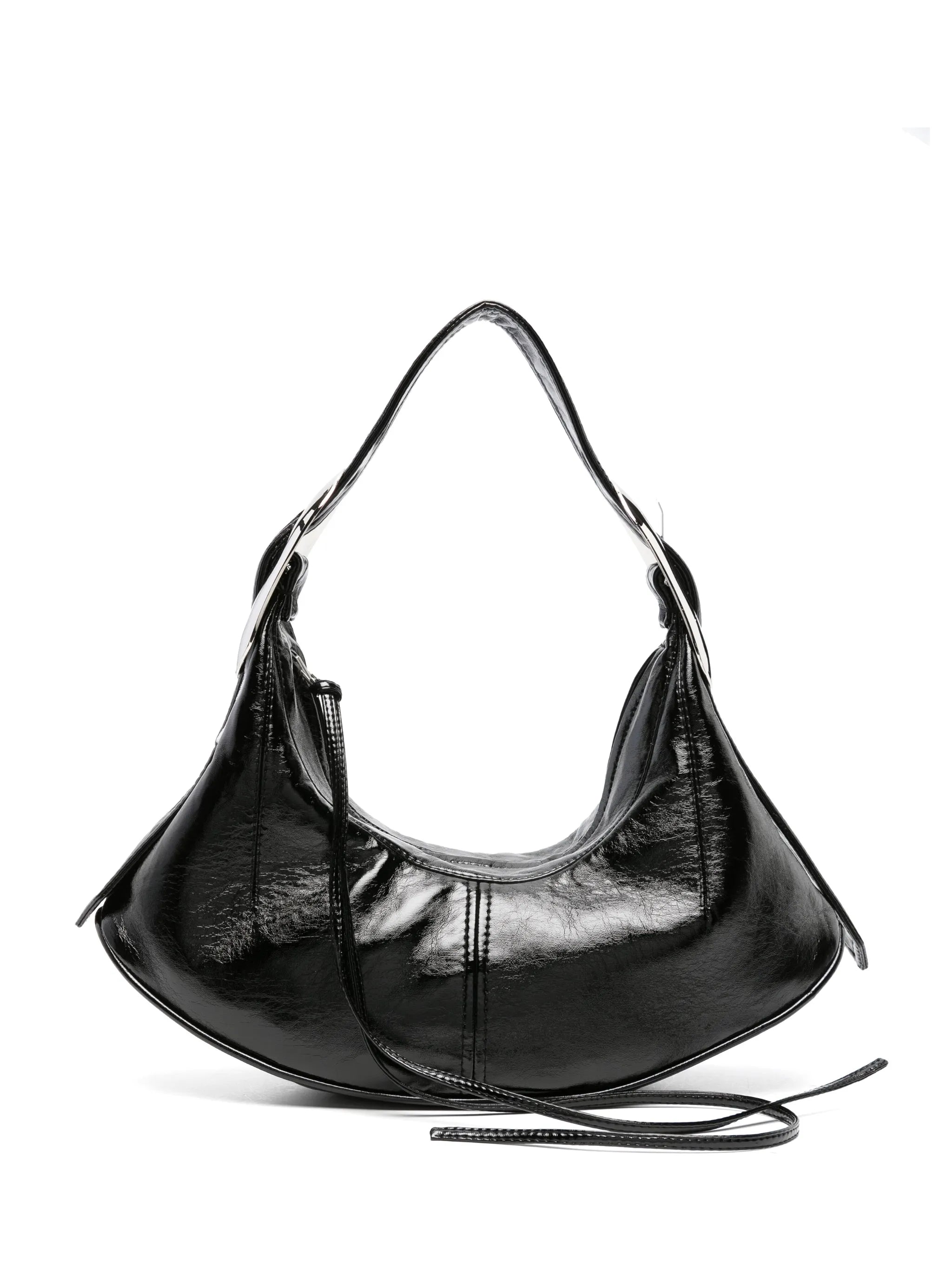 buckle-detailed faux-leather shoulder bag