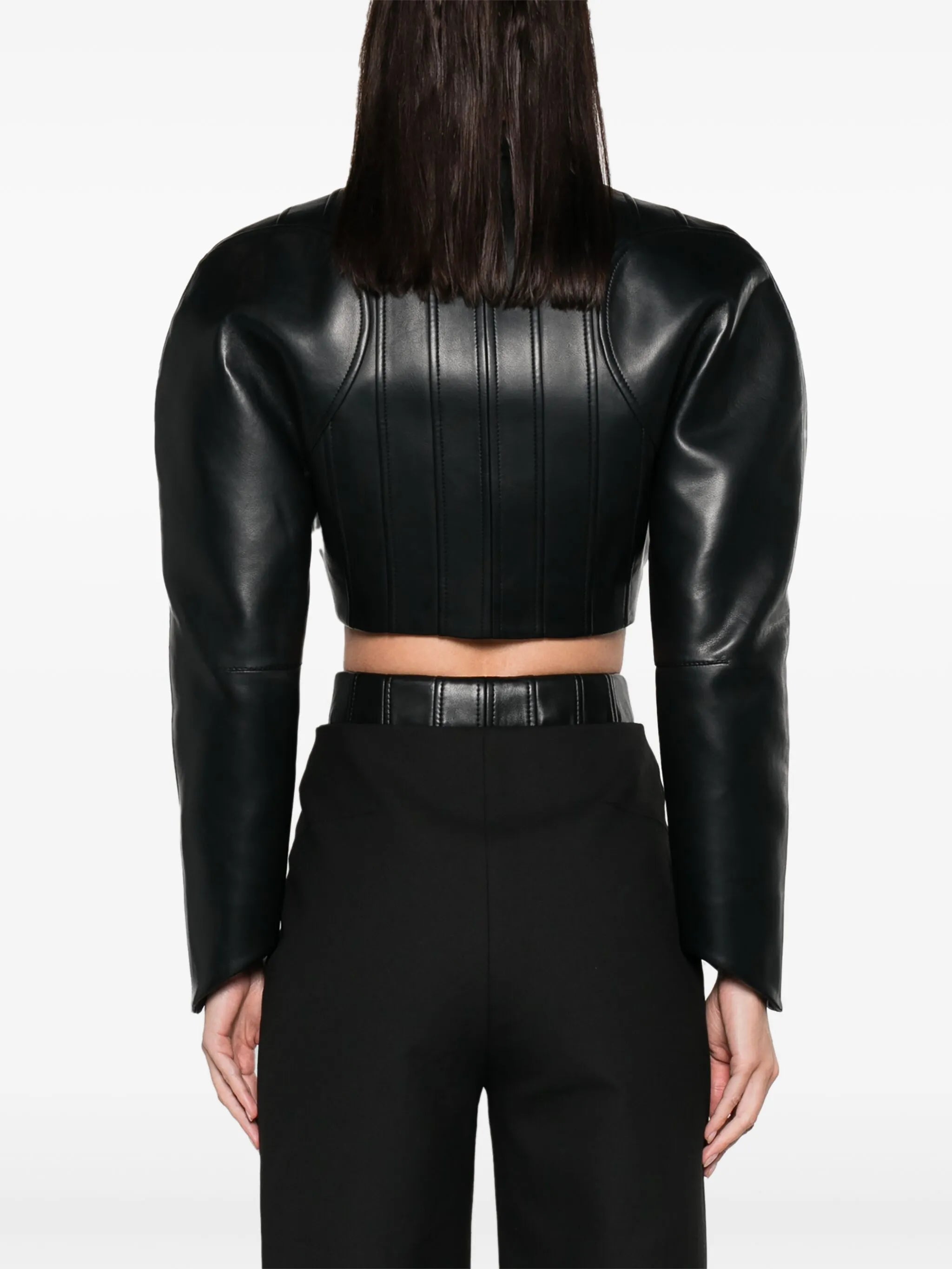 shoulder-pads cropped biker jacket