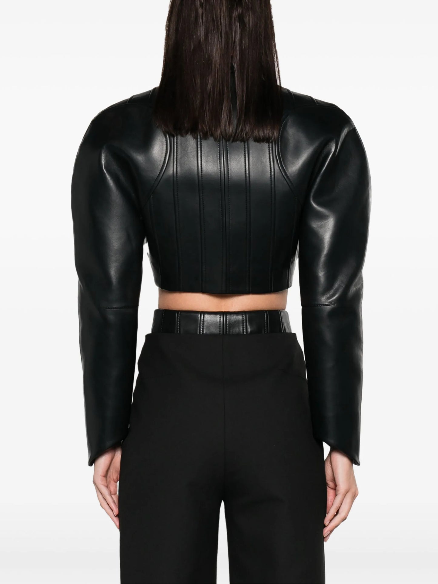 shoulder-pads cropped biker jacket