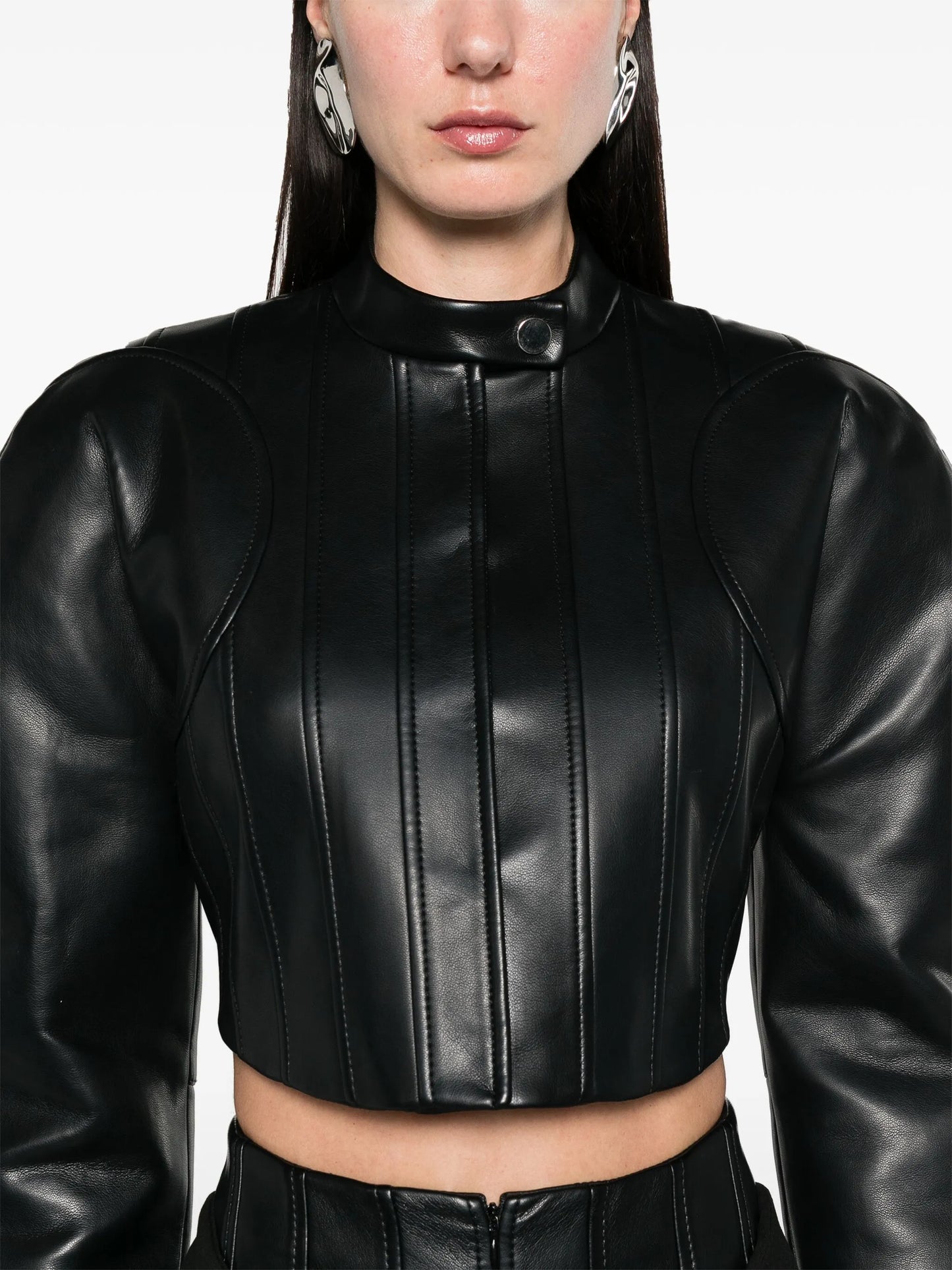 shoulder-pads cropped biker jacket