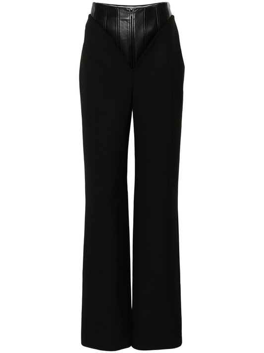 corset-detail wide-leg trousers