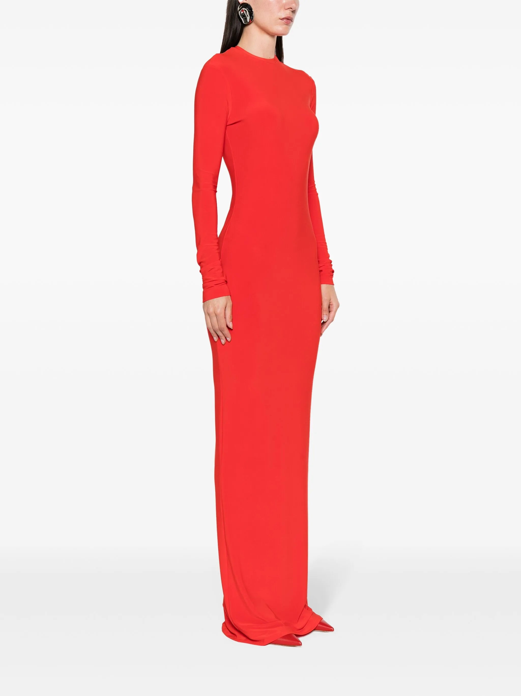 long-sleeve jersey maxi dress