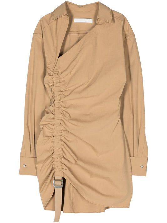 asymmetric gathered mini dress
