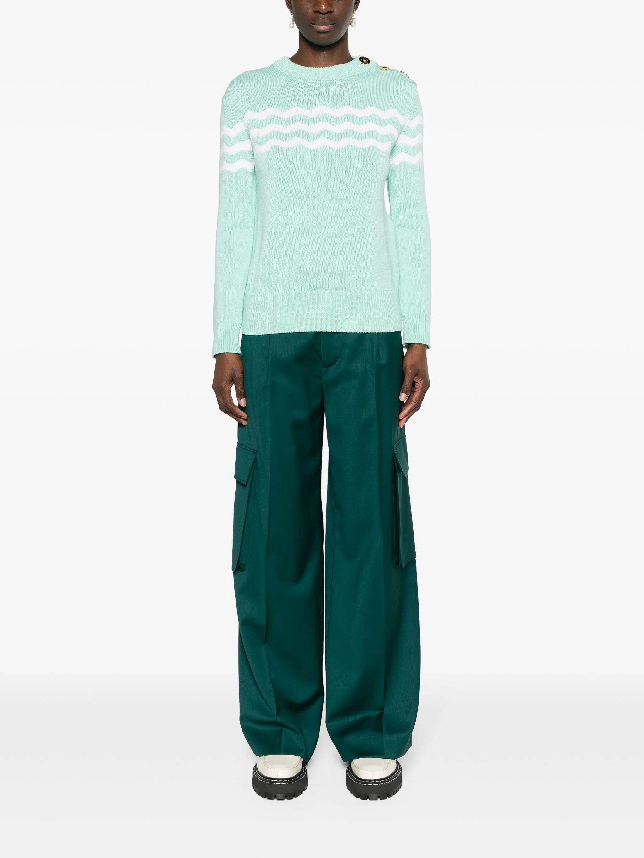 Wave cotton-merino jumper