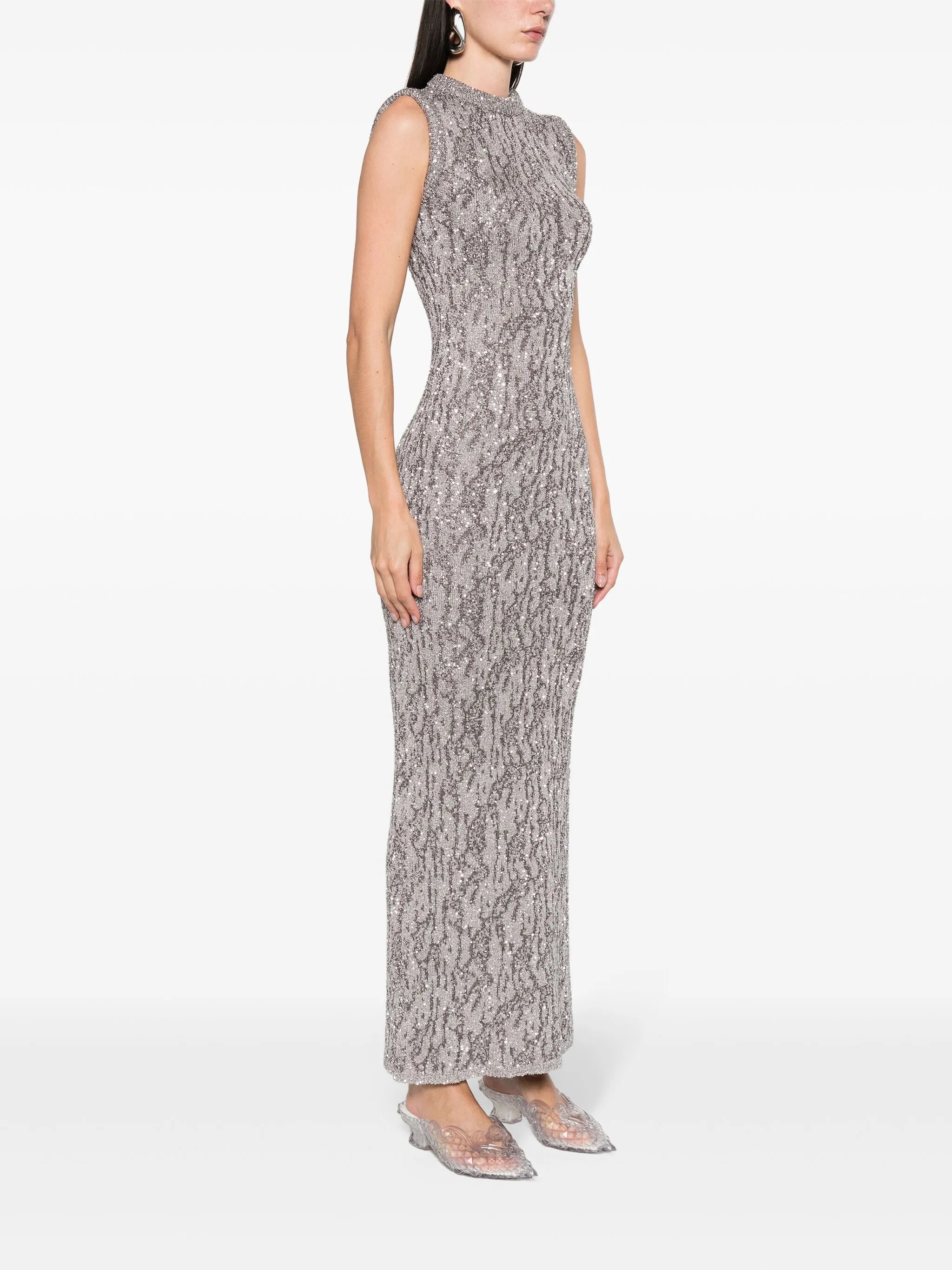 sequin-embellished knitted maxi dress