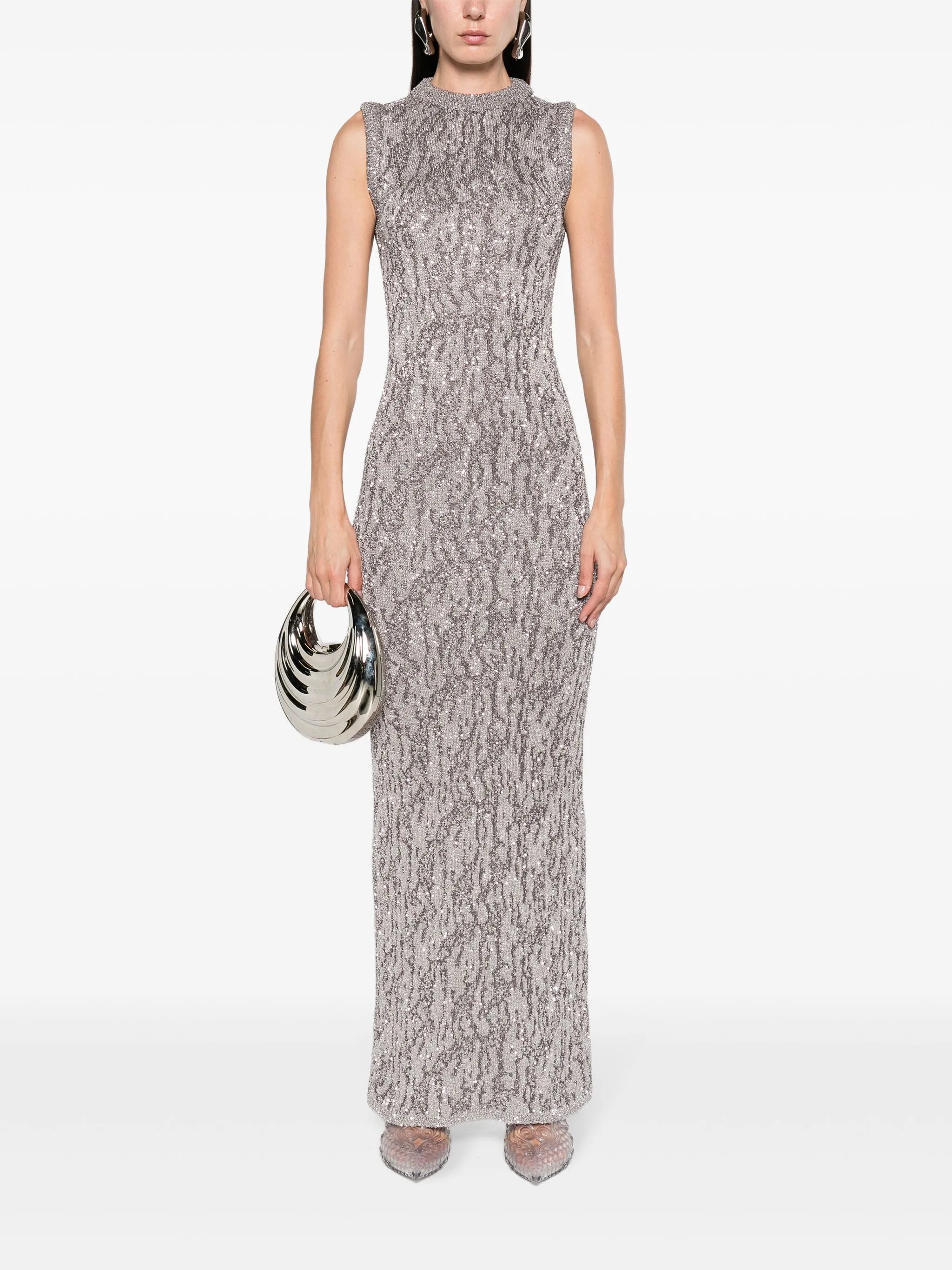 sequin-embellished knitted maxi dress