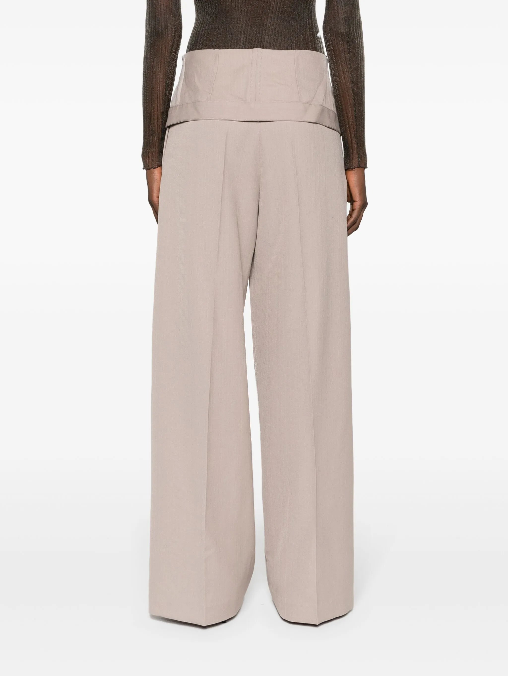 wide-leg fold-out waist trousers