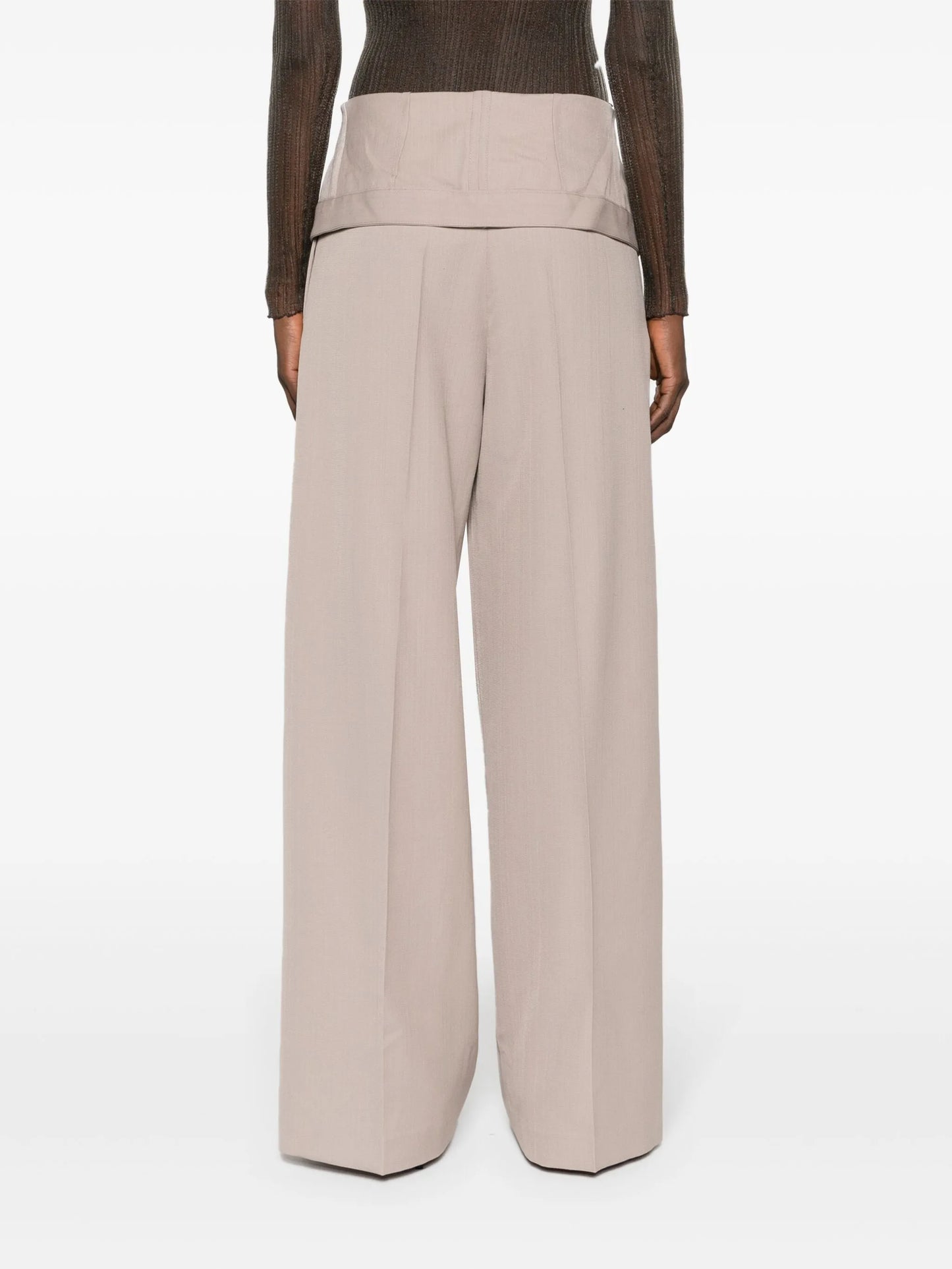 wide-leg fold-out waist trousers