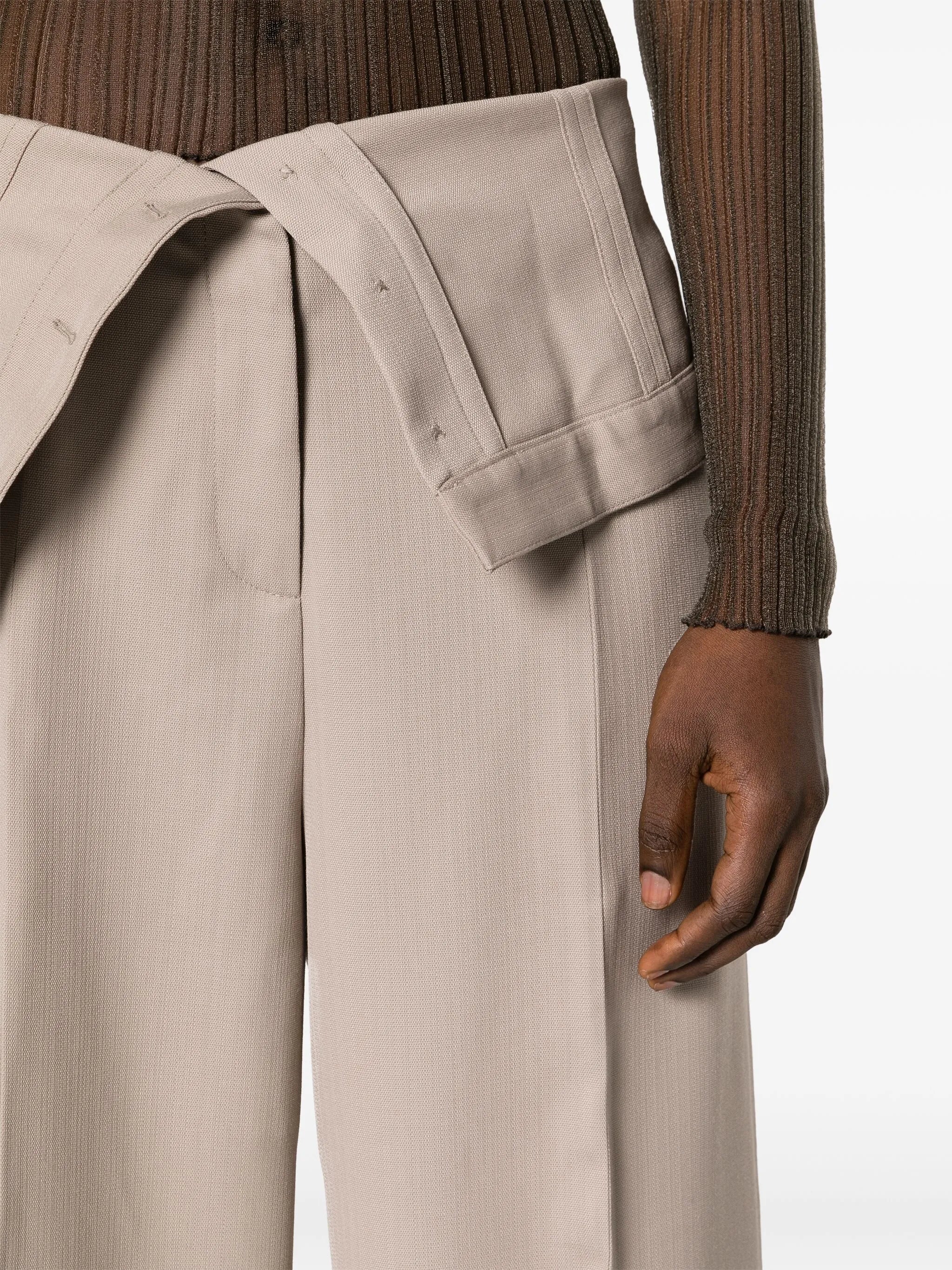 wide-leg fold-out waist trousers