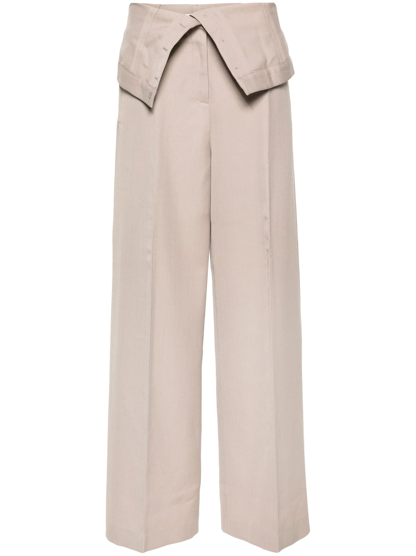 wide-leg fold-out waist trousers