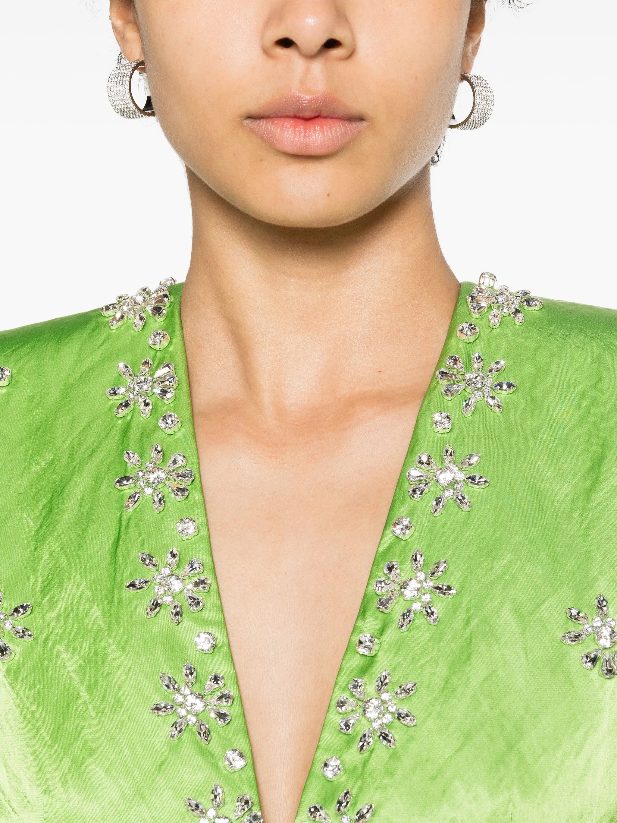 Shirrin crystal-embellished gown