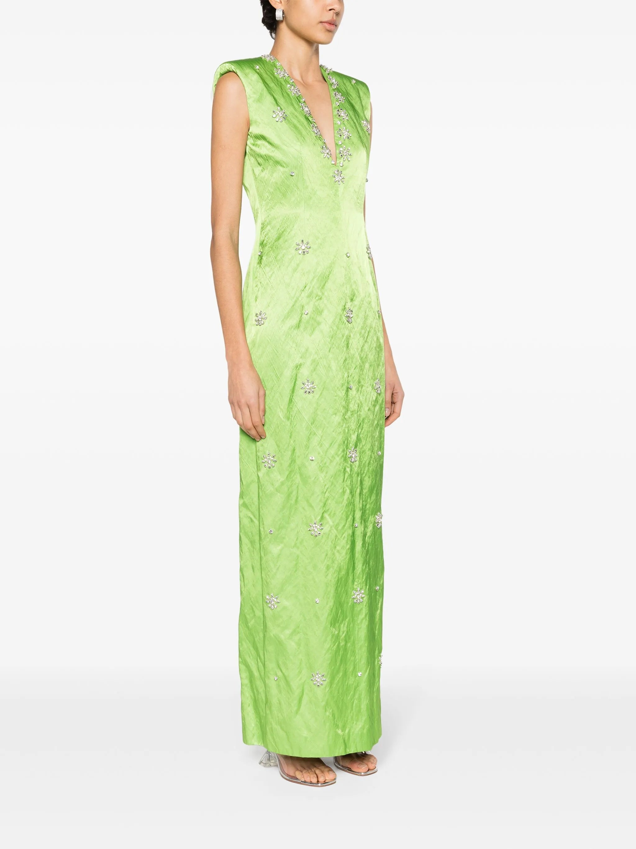 Shirrin crystal-embellished gown