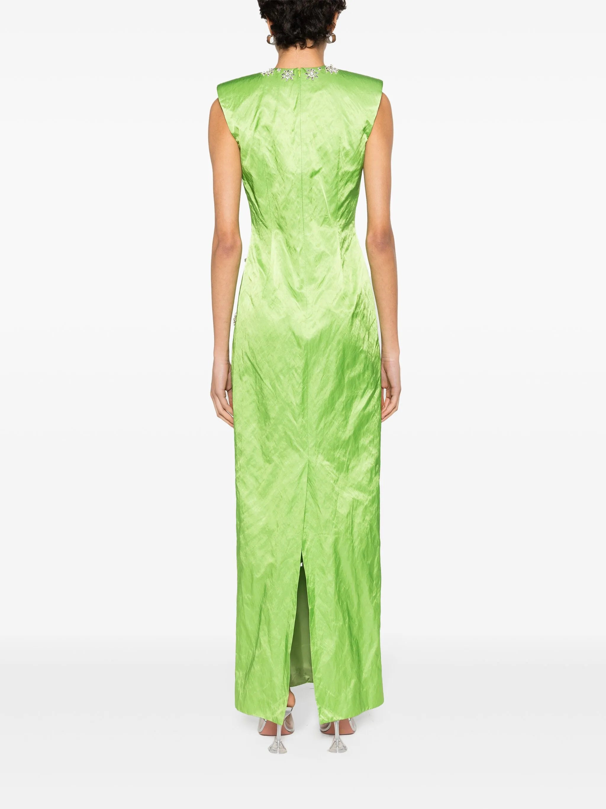 Shirrin crystal-embellished gown