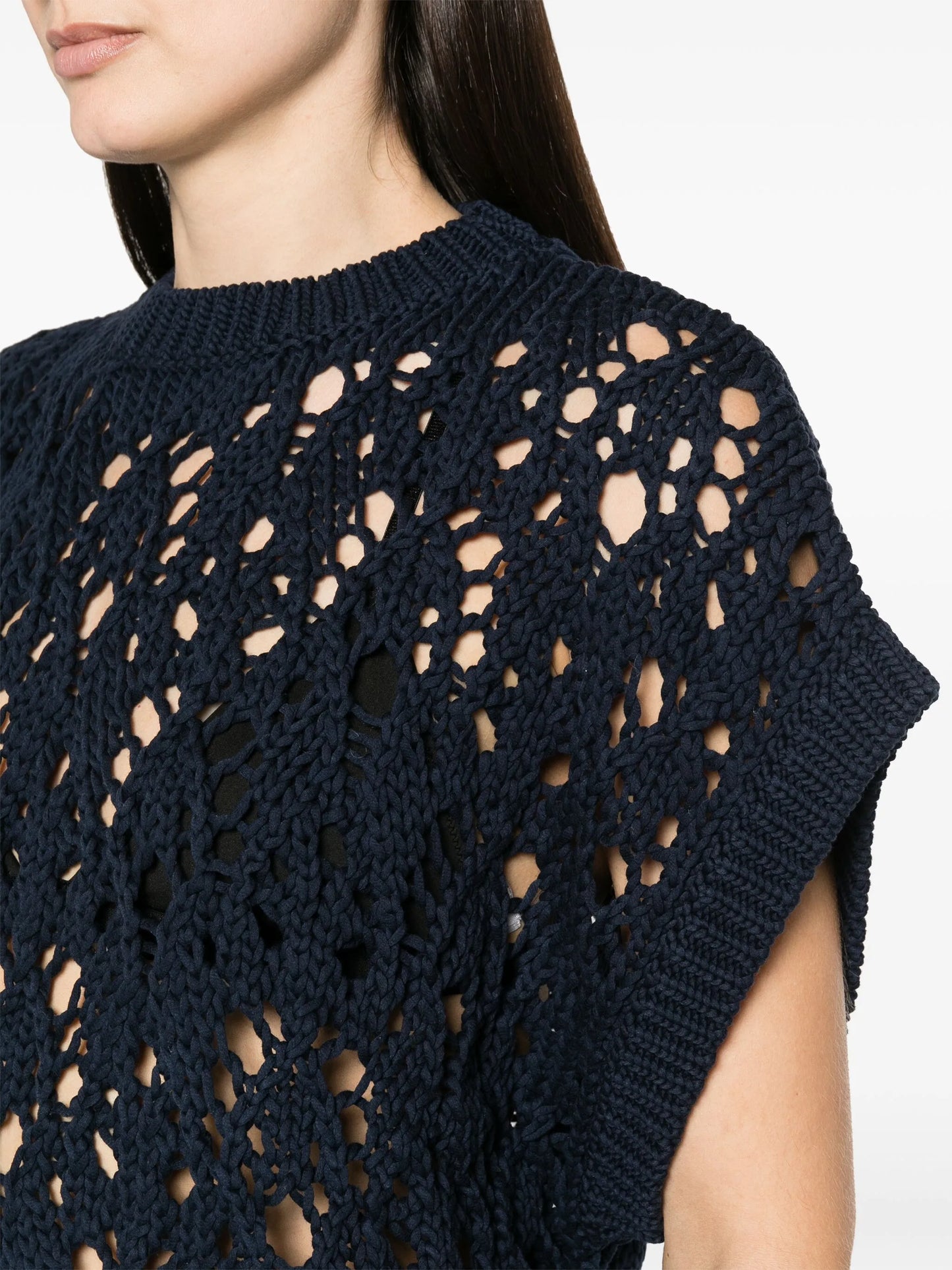open-knit sleeveless jumper