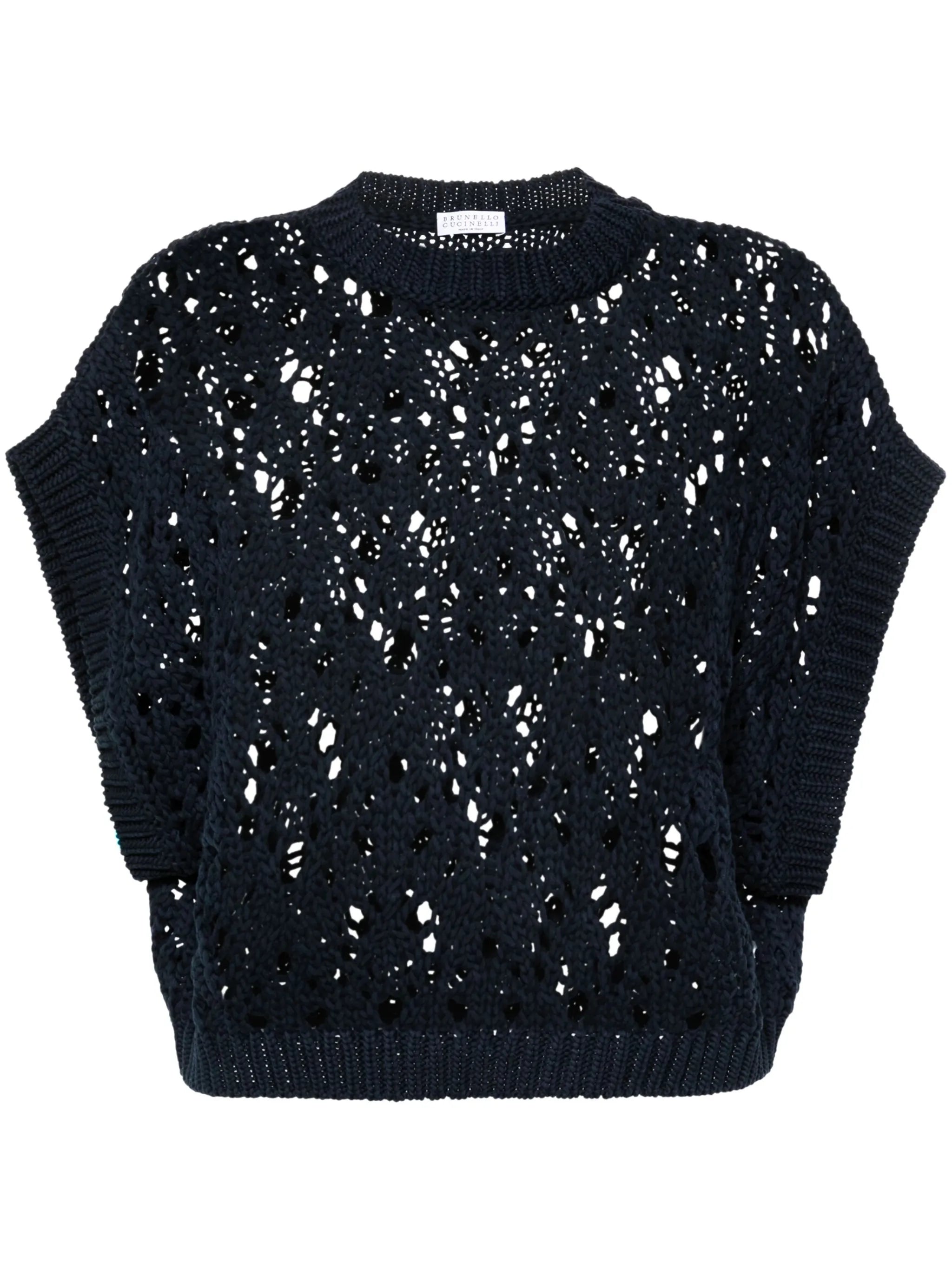 open-knit sleeveless jumper