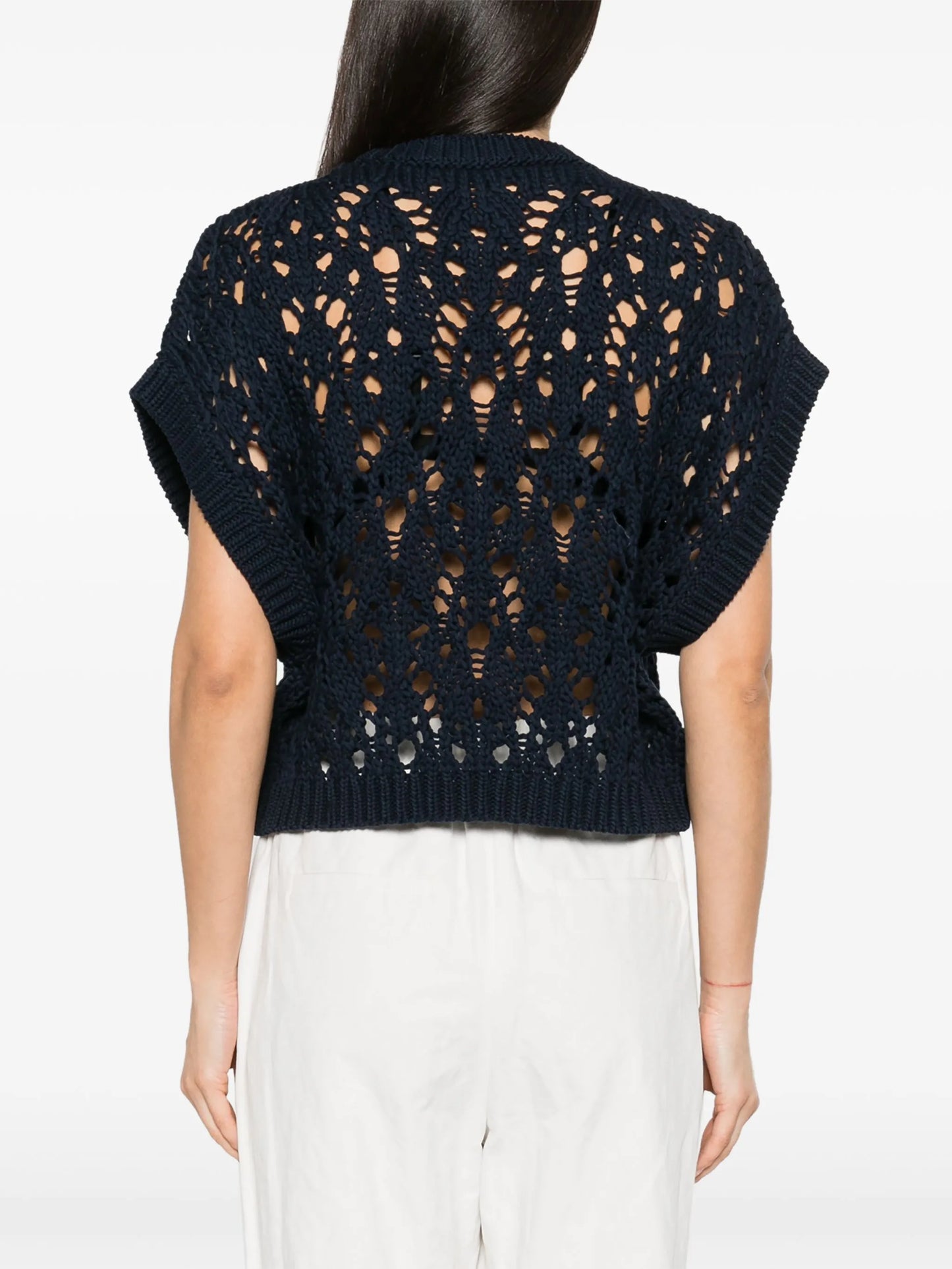 open-knit sleeveless jumper