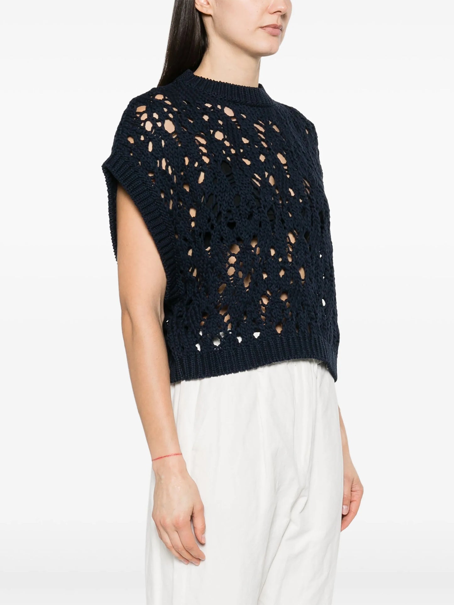 open-knit sleeveless jumper