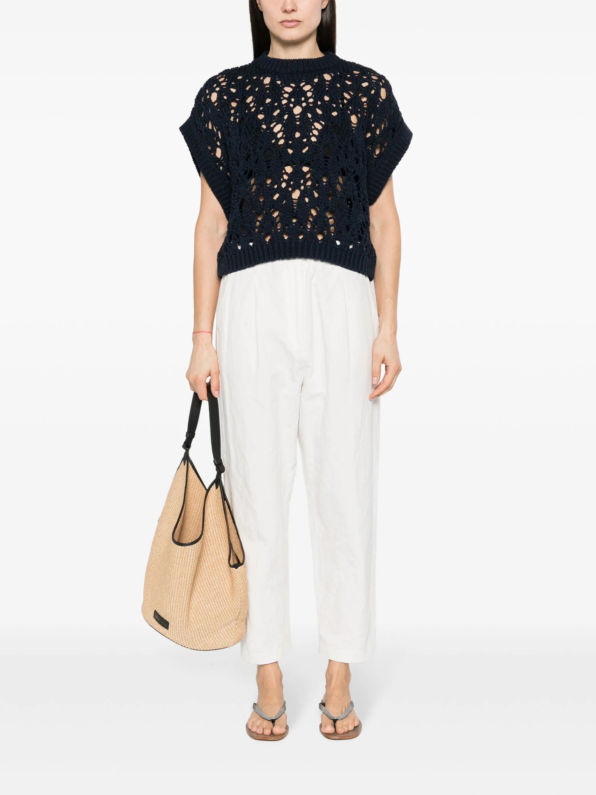 open-knit sleeveless jumper
