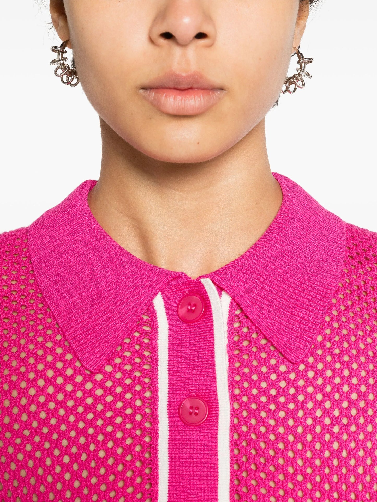 Sindra open-knit polo shirt