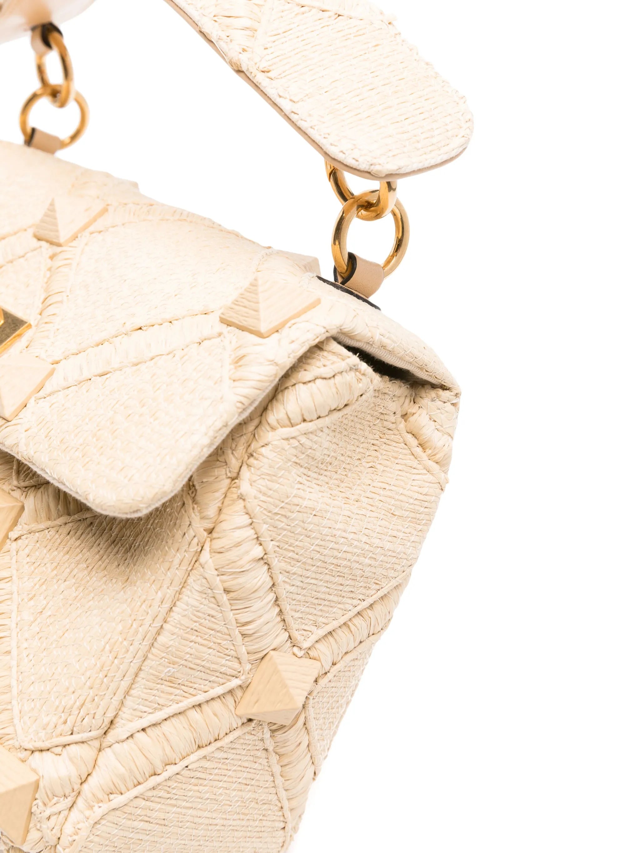 Roman Stud raffia shoulder bag
