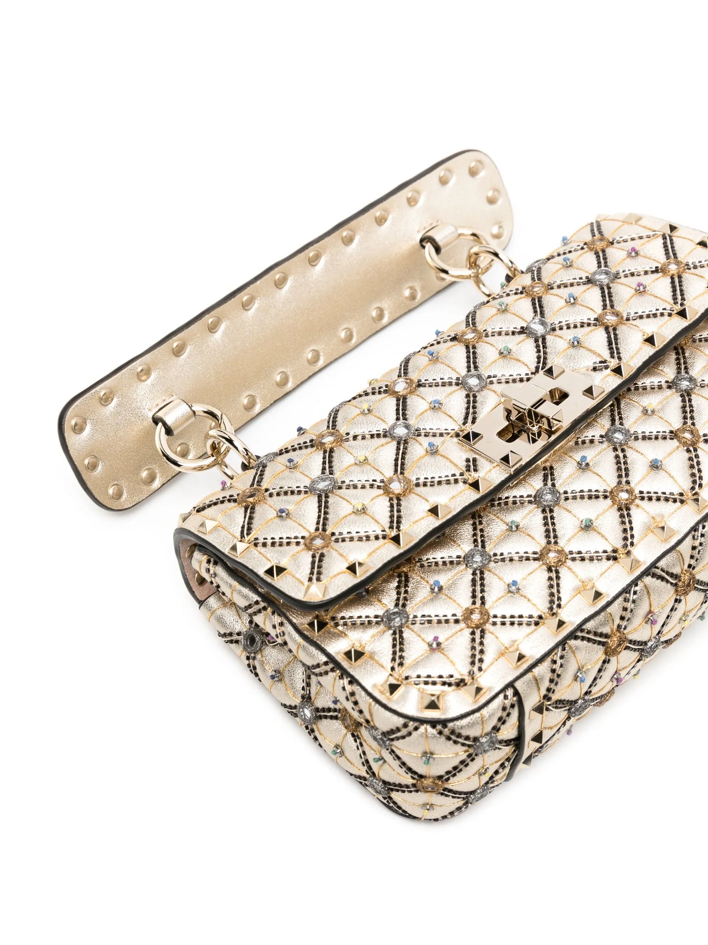 bead-embellished metallic tote bag