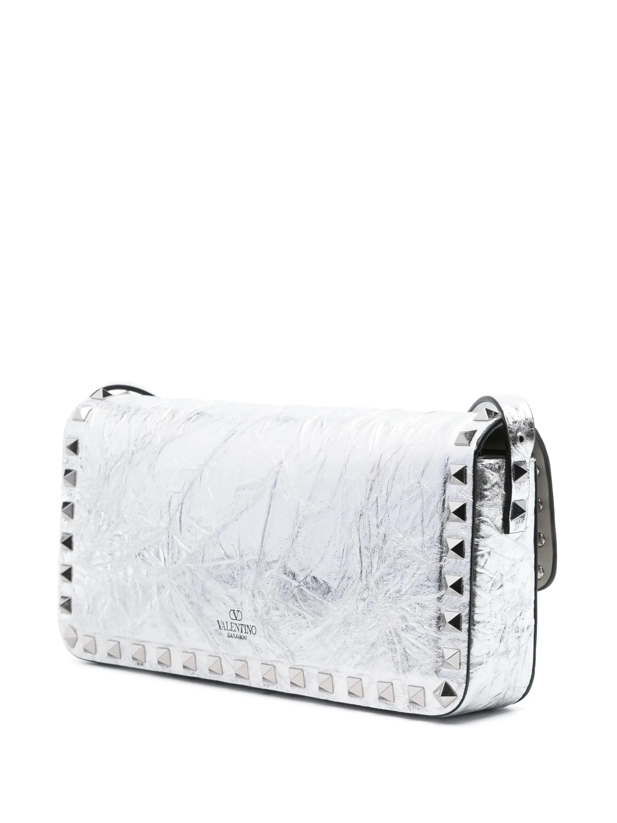 Rockstud-detailing metallic shoulder bag