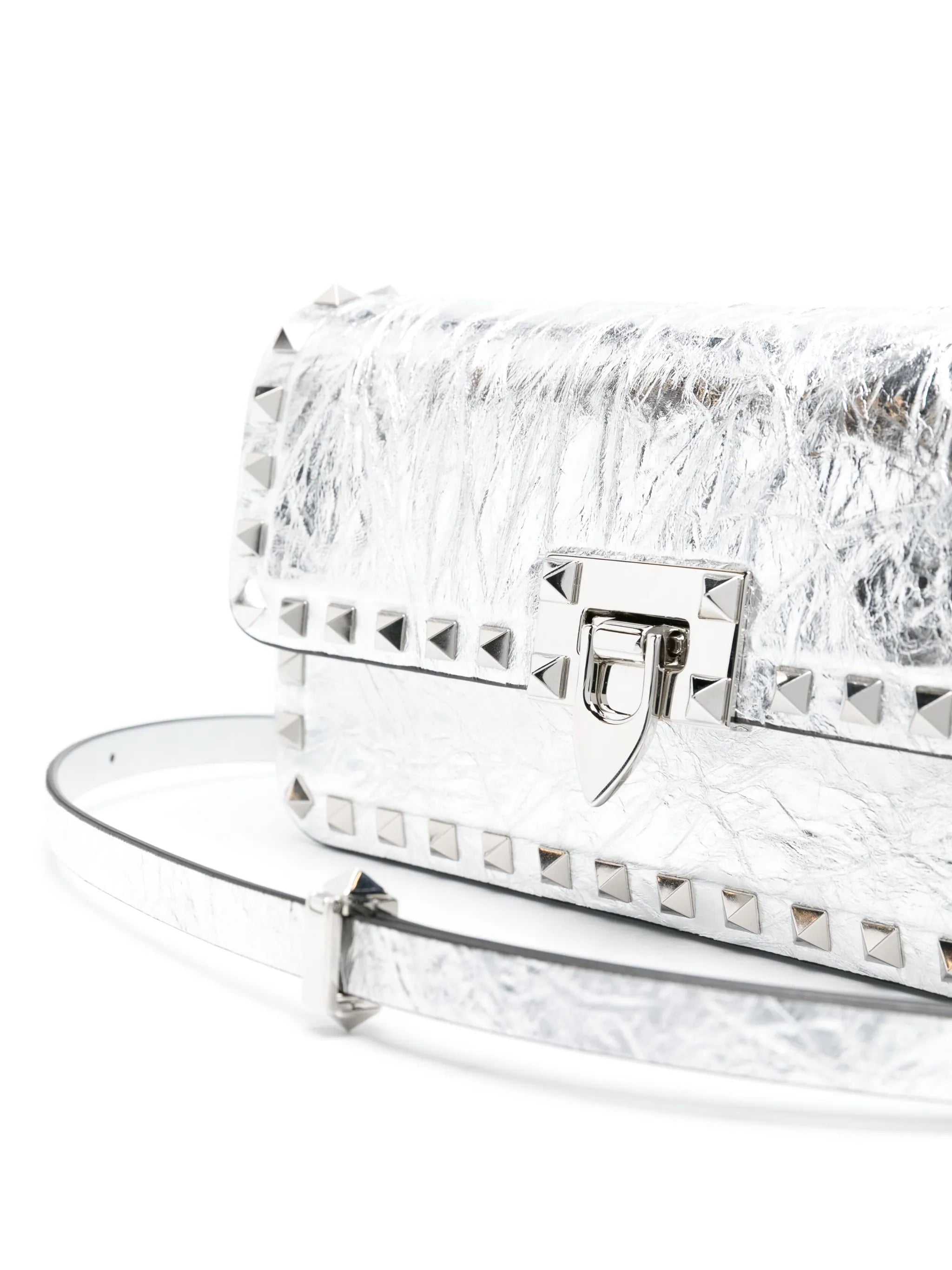 Rockstud-detailing metallic shoulder bag