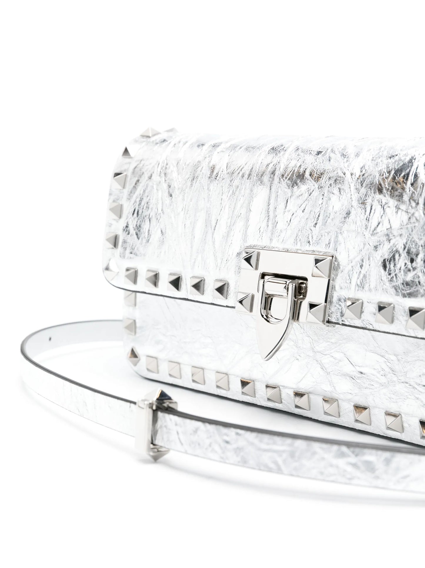 Rockstud-detailing metallic shoulder bag
