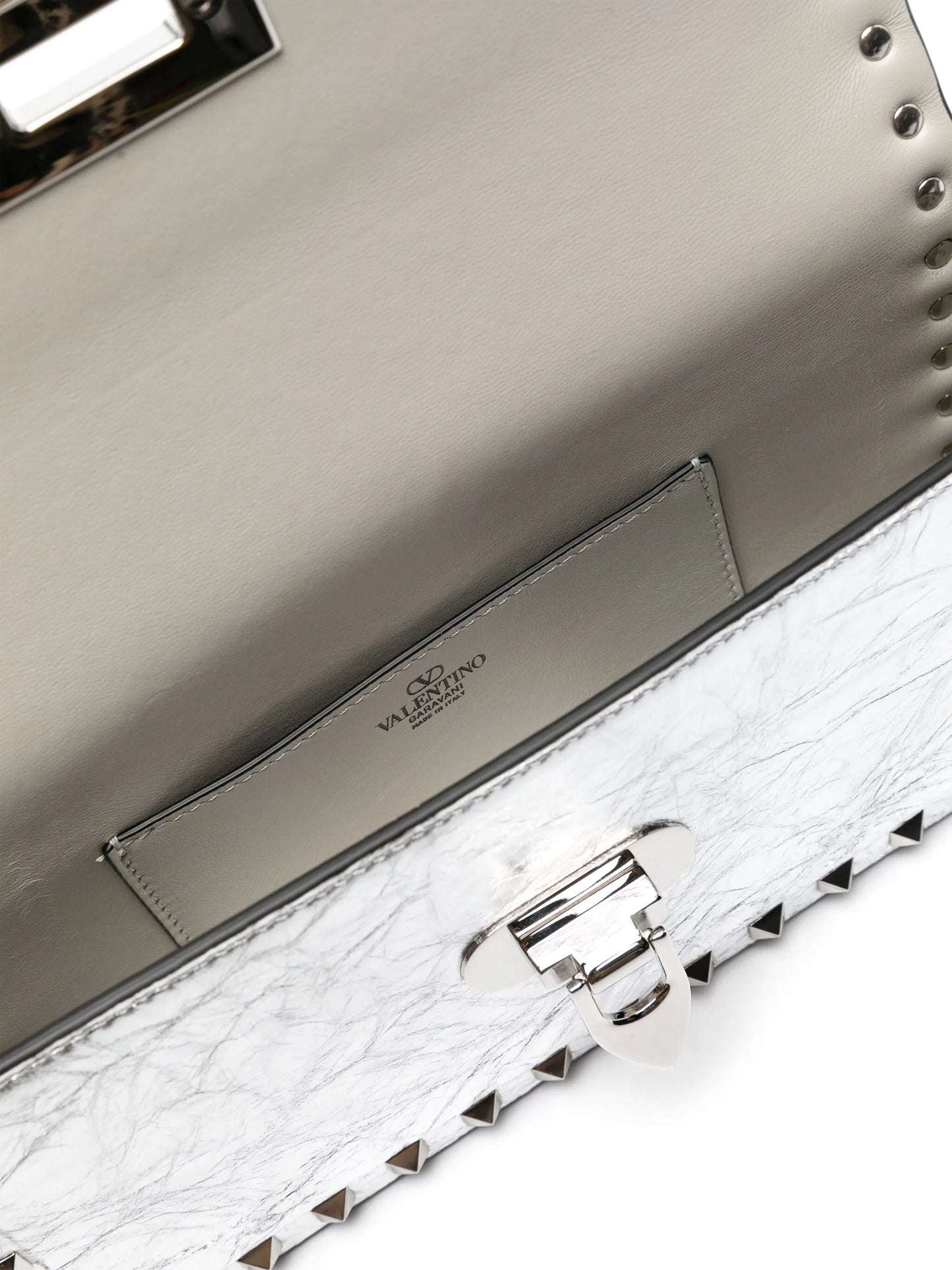 Rockstud-detailing metallic shoulder bag
